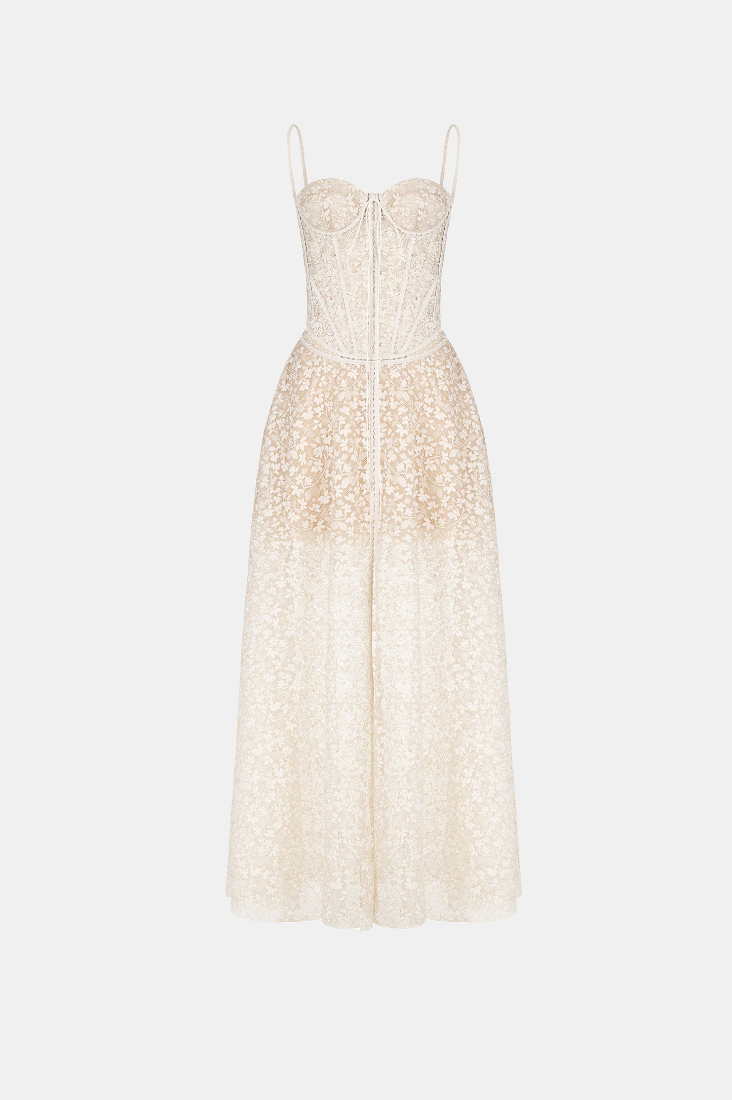 tiffany beige lace embroidery maxi dress