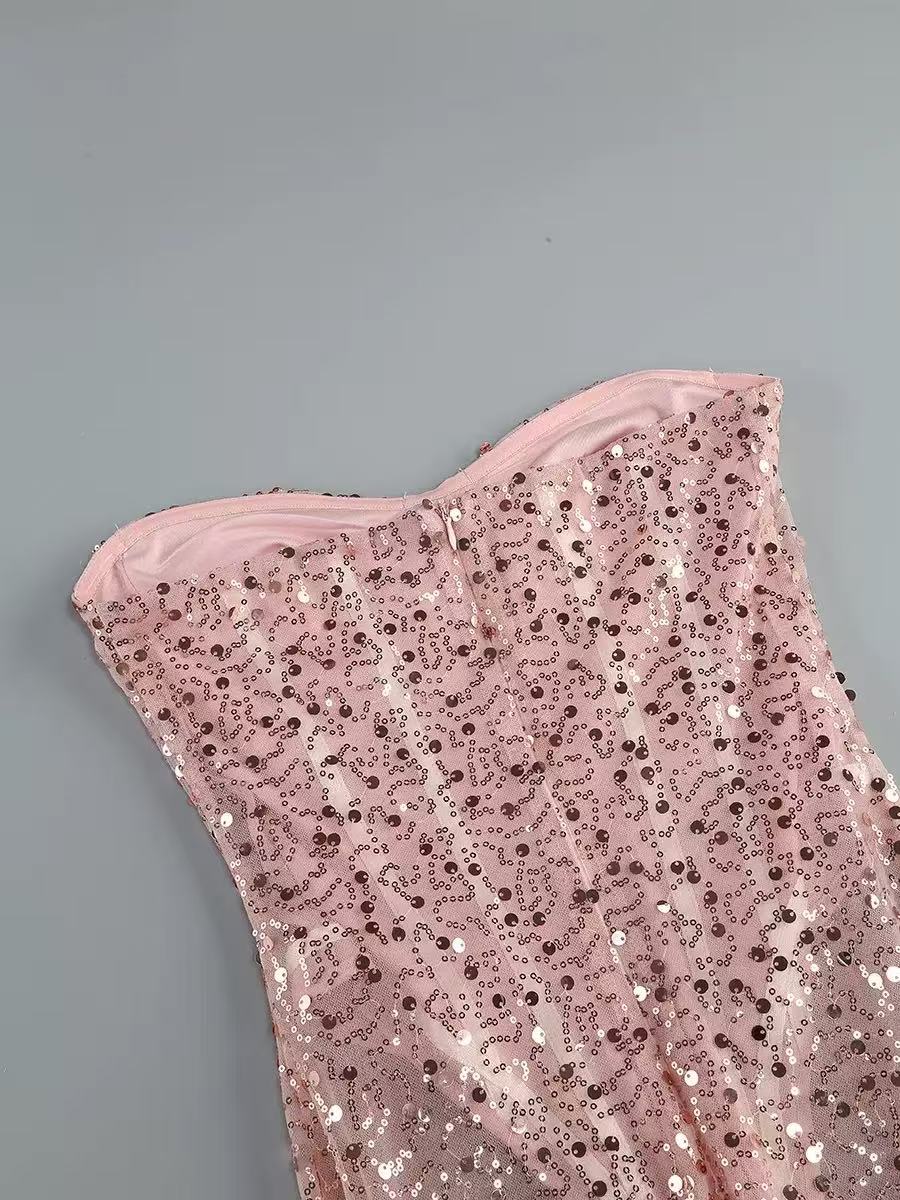 Beverly Sequined Pink Maxi Dress