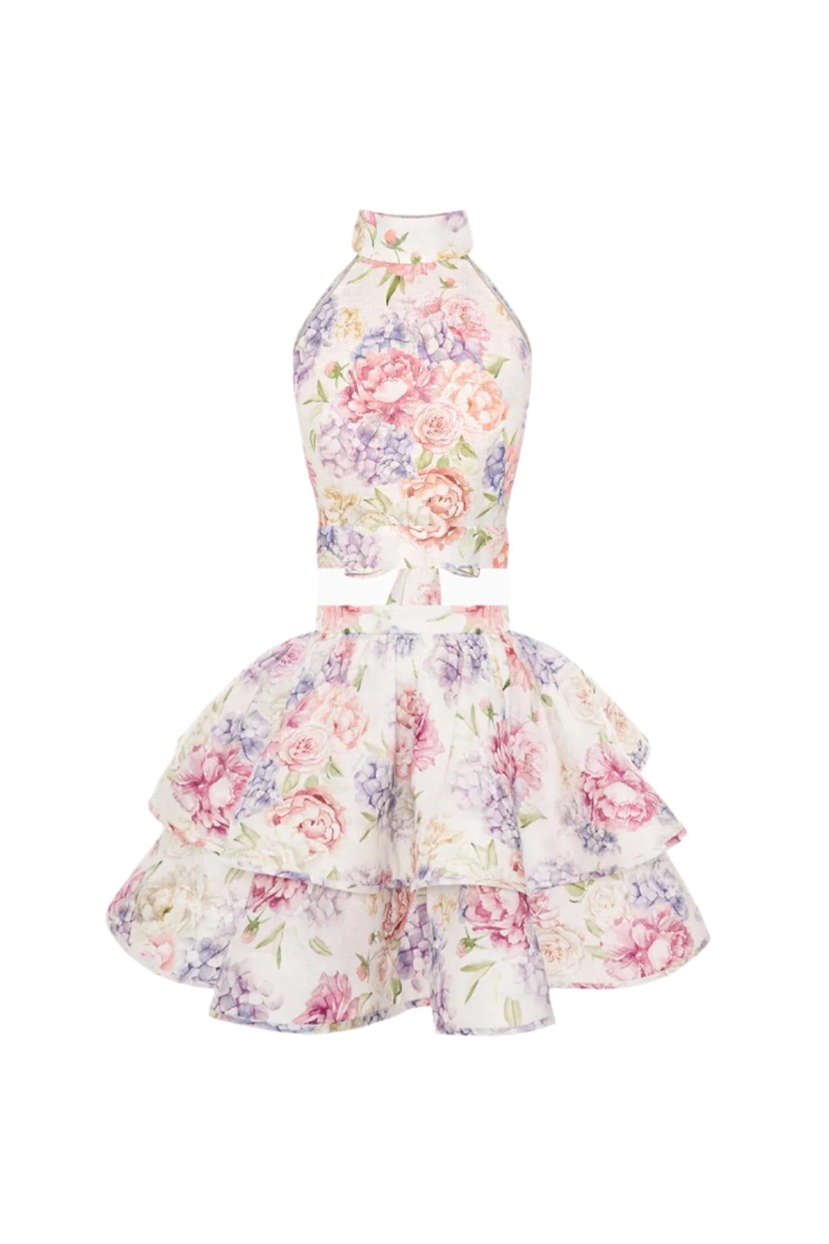 jessica printed backless halter top skirt set in pink - Stylish pink dress for special occasions | Buy Online