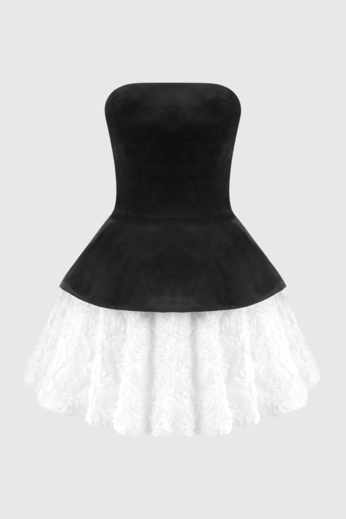 Shop beautiful dress - Perfect for special occasions | Abda Strapless Floral Layerd Velvet Mini Dress