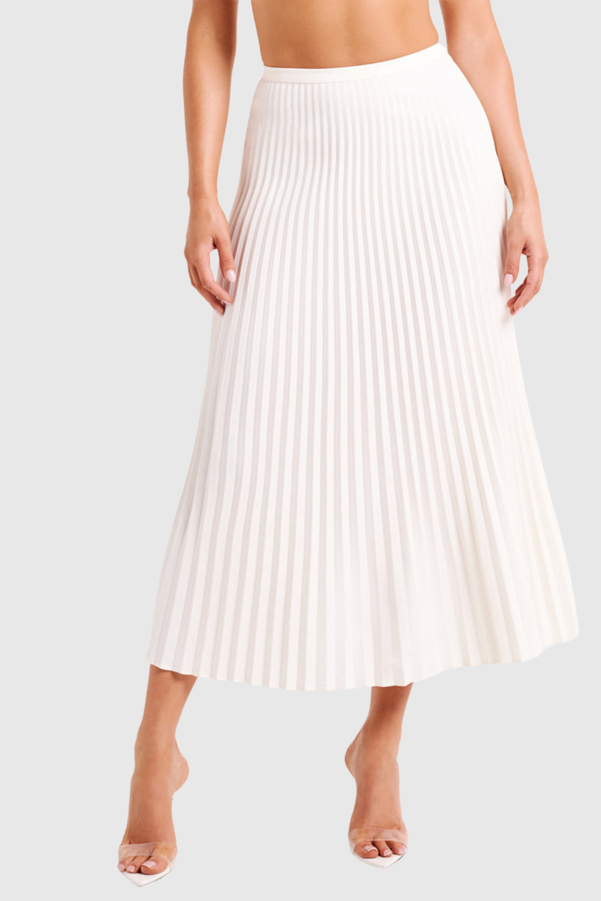 Stylish white dress | Alora Sleeveless Lapel Ruch Skirt Set In White - Ideal for special occasions