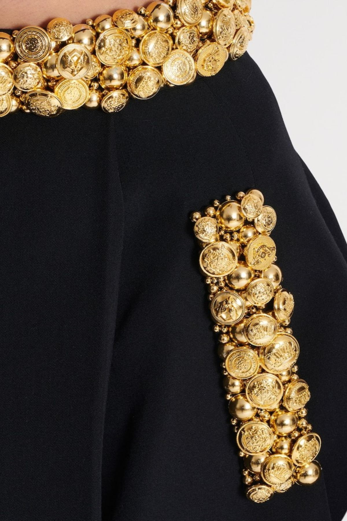 nelly black Buttoned Embellished Top & Mini Skirt Set