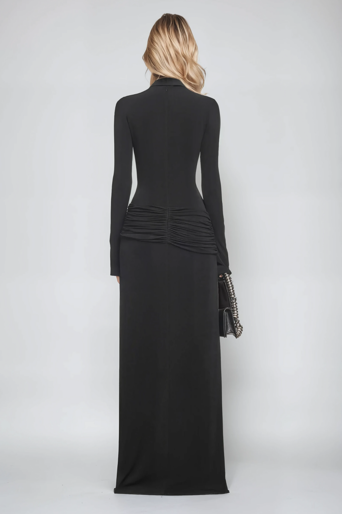 Stylish black dress | Amiah Ruch Lapel Maxi Dress In Black - Ideal for special occasions