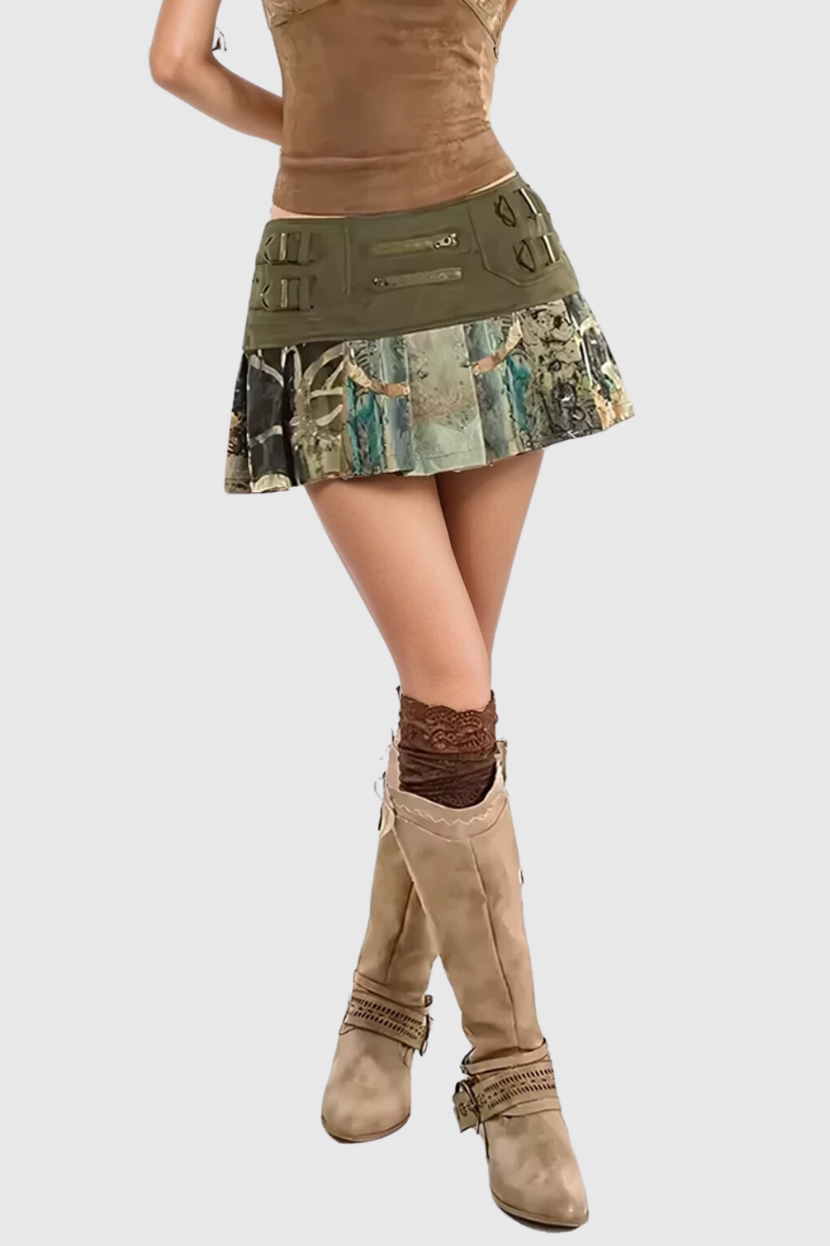 Shop beautiful dress - Perfect for special occasions | Angelea Ruffle Buckle Denim Short Skirt