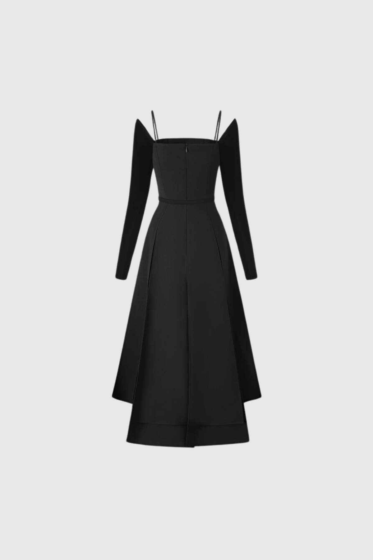 Stylish black dress | Annelien Lace Up Split Maxi Dress In Black - Ideal for special occasions