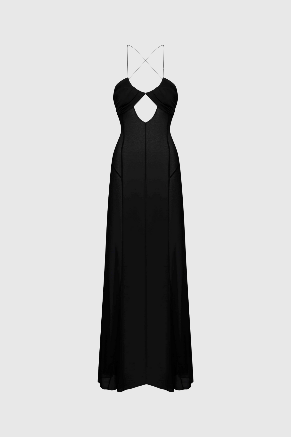 Stylish black dress | Annisa Mesh Cutout Lace Up Maxi Dress In Black - Ideal for special occasions