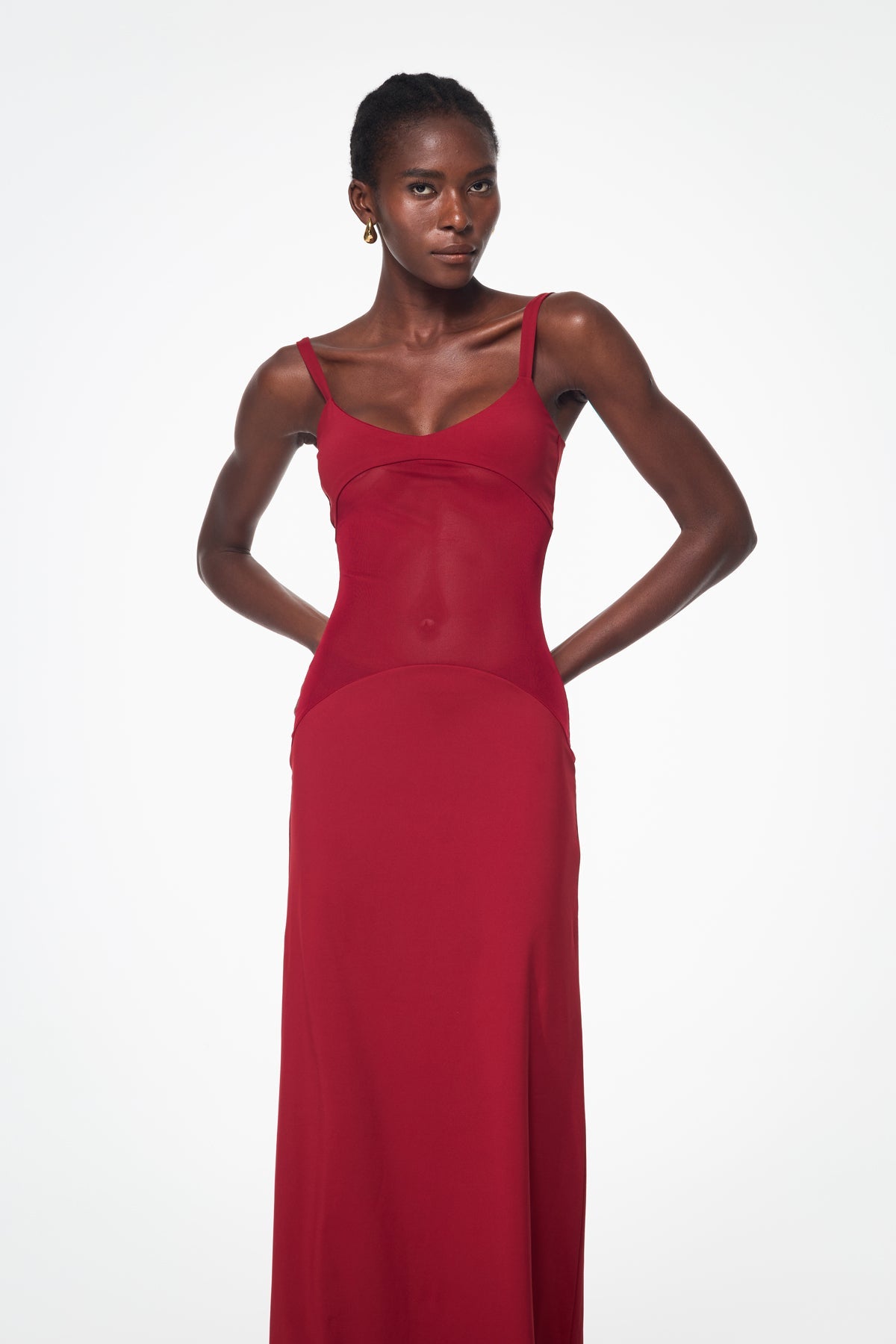 Shop beautiful dress - Perfect for special occasions | Aram Mesh Spaghetti Sleeveless Maxi Dress