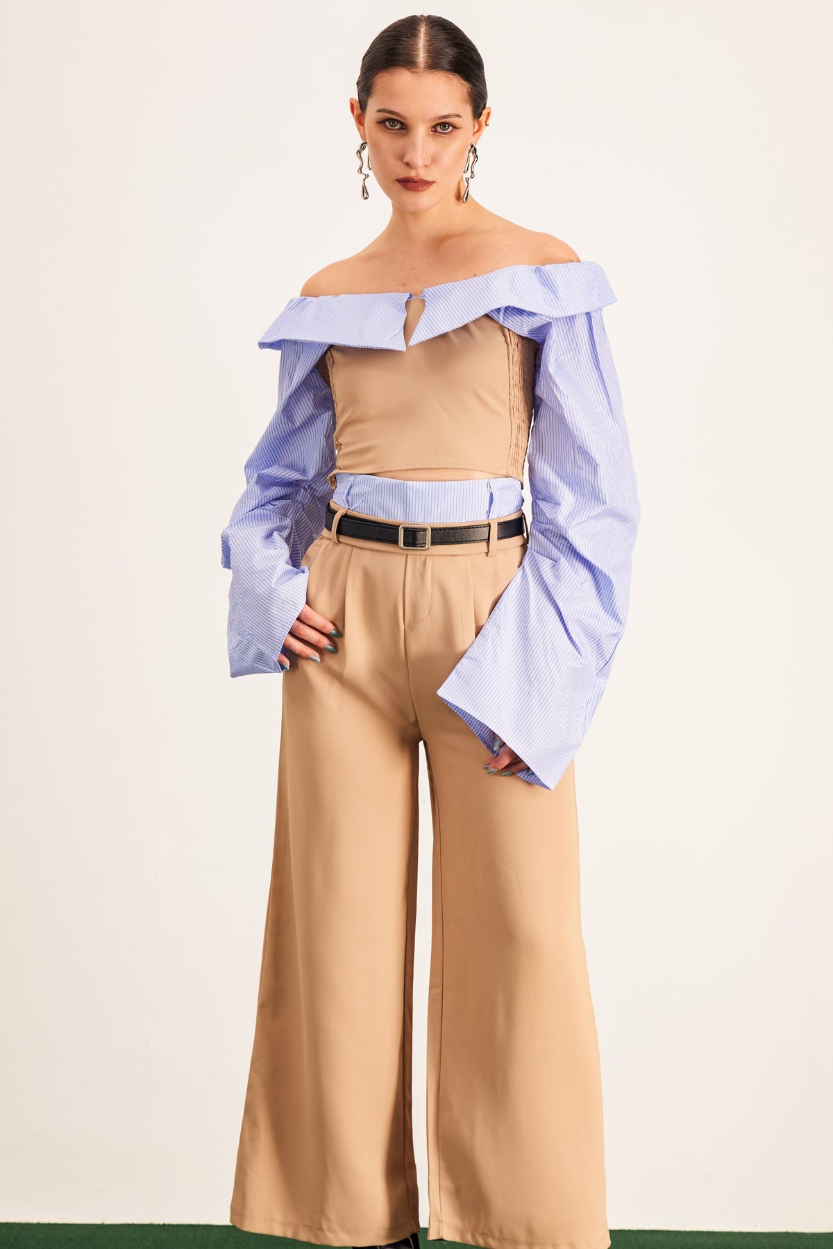 Ardice Off Shoulder Buckle Pants Set - Stylish beautiful dress for special occasions | Buy Online