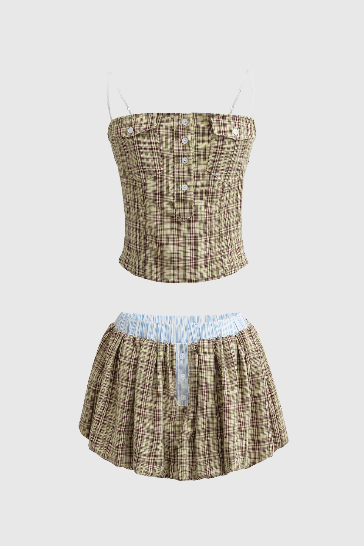 Stylish beautiful dress | Basu Stripe Spaghetti Skirt Set - Ideal for special occasions