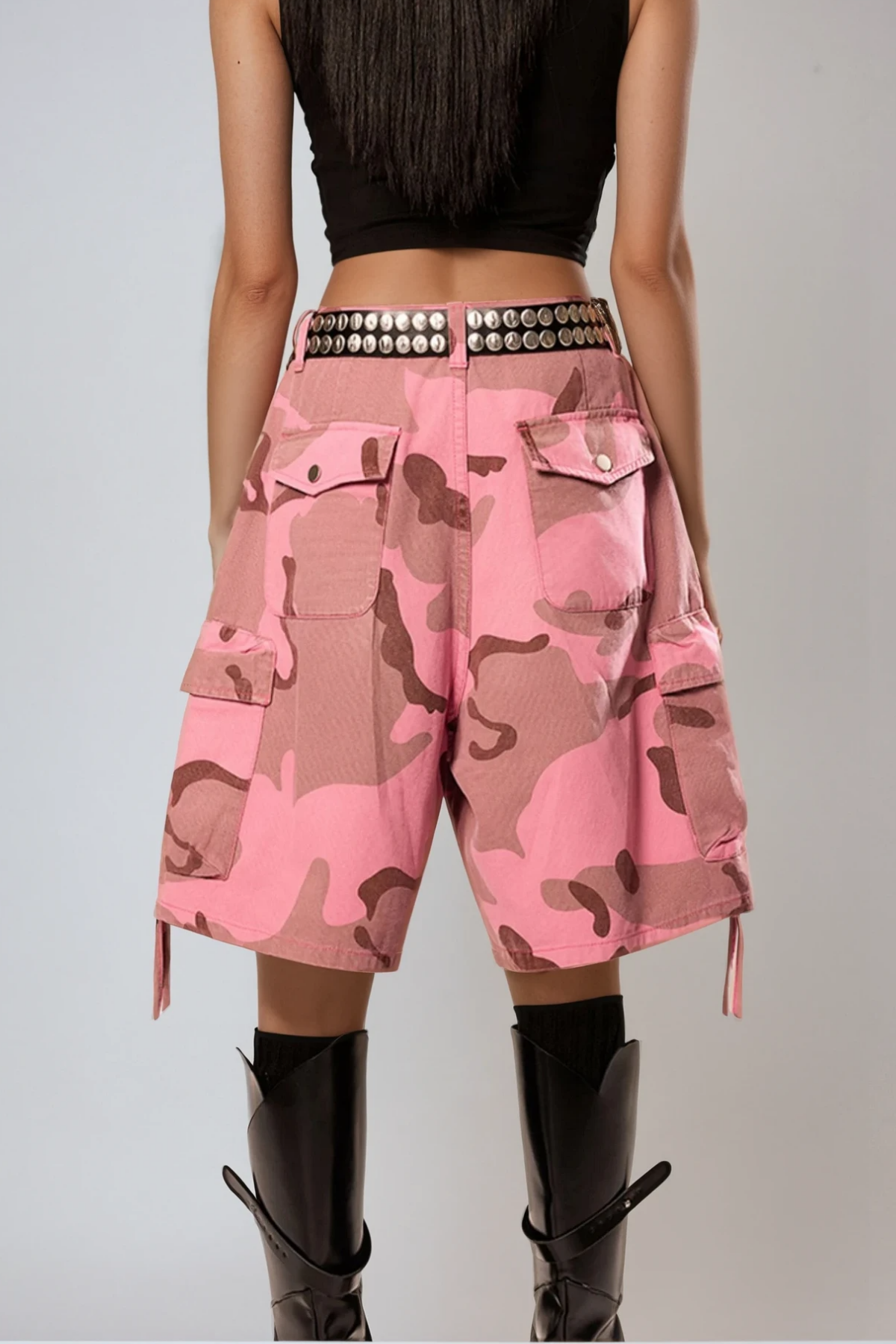 Shop pink midi - Perfect for special occasions | Bedisa Camouflage Print Cargo Midi Pants In Pink