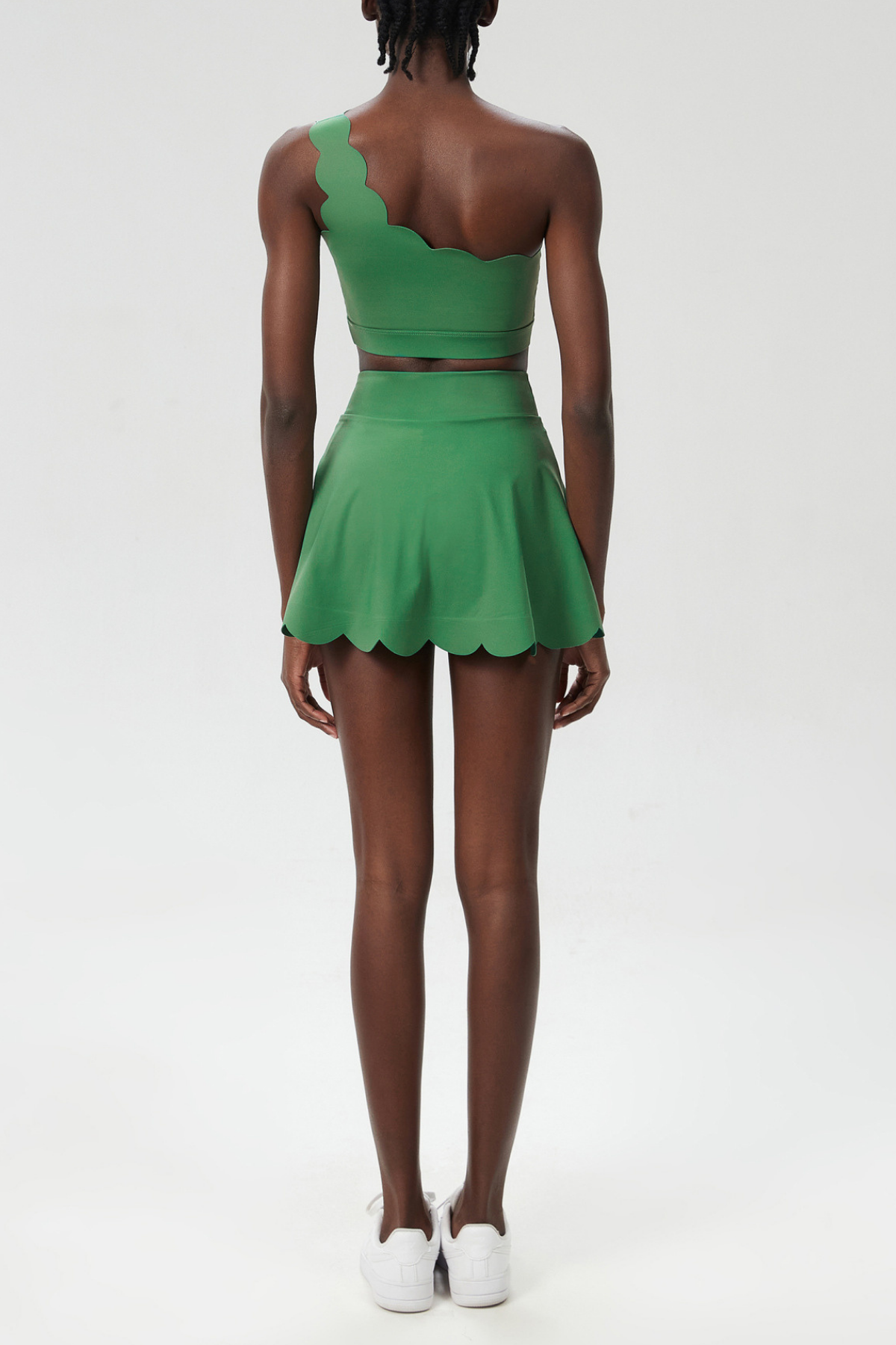 Belah One Shouder Wave Ruffle Skirt Set In Green - Stylish green dress for special occasions | Buy Online