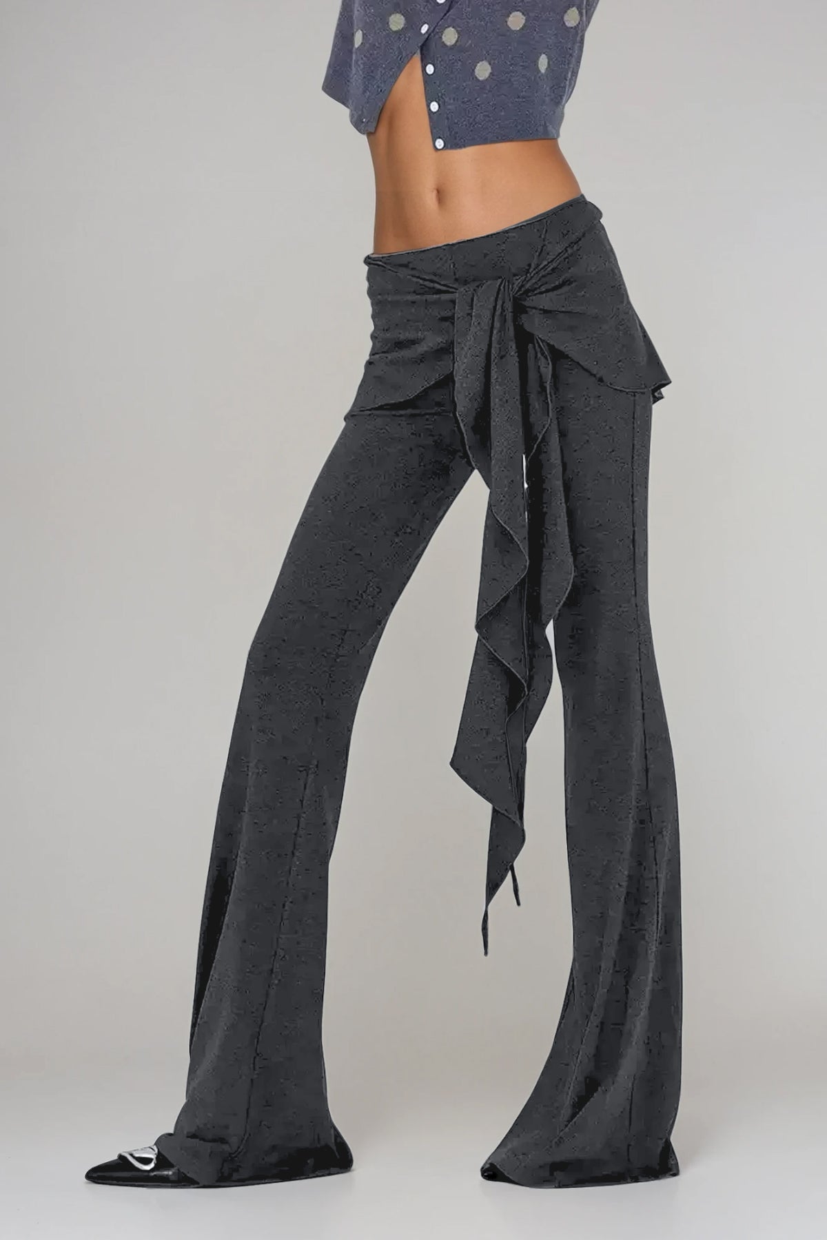 Shop red dress - Perfect for special occasions | Bessie Skinny Flared Pants With Knot Tie