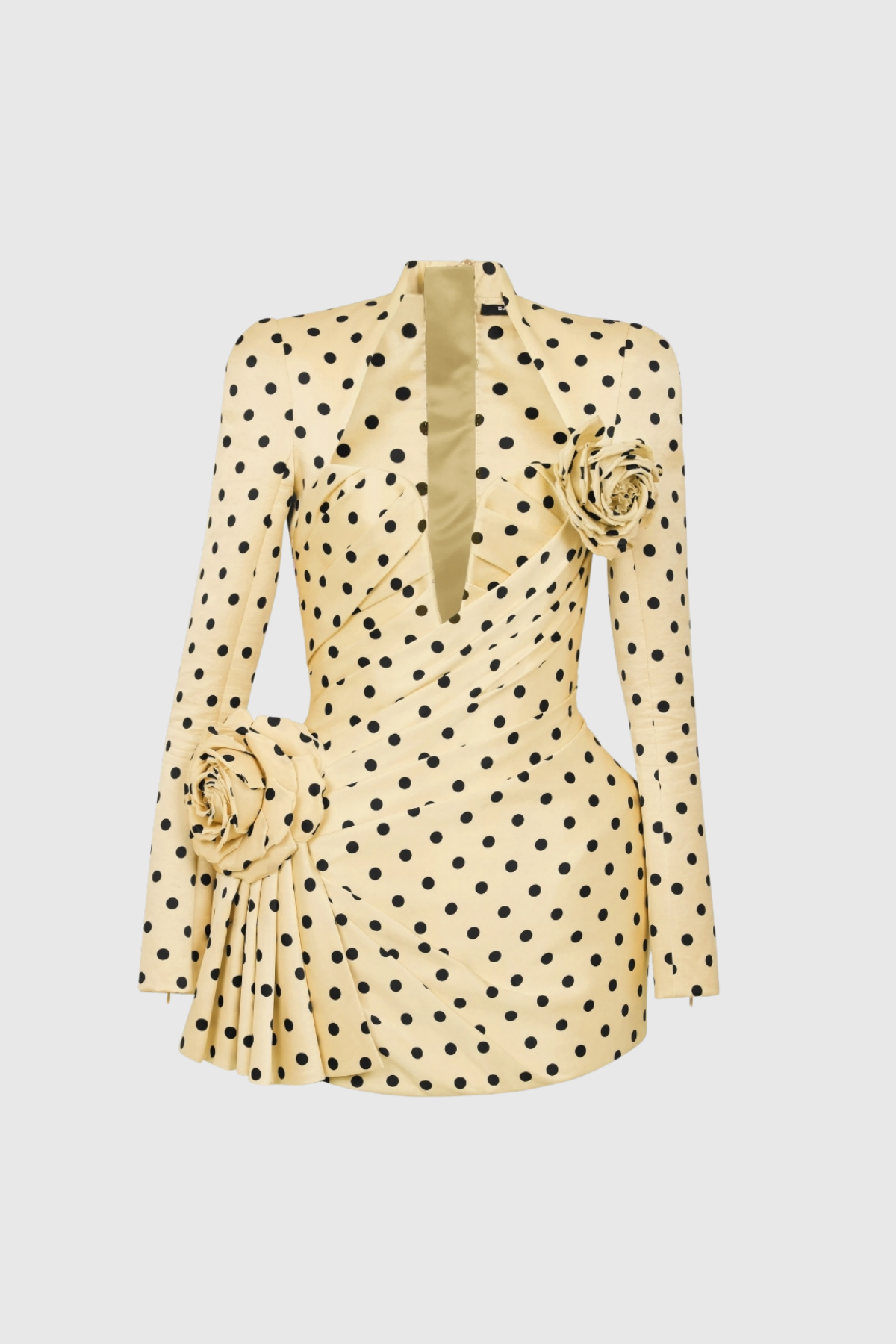 Stylish yellow dress | Biaggio Dot Flower Ruch Mini Dress In Yellow - Ideal for special occasions
