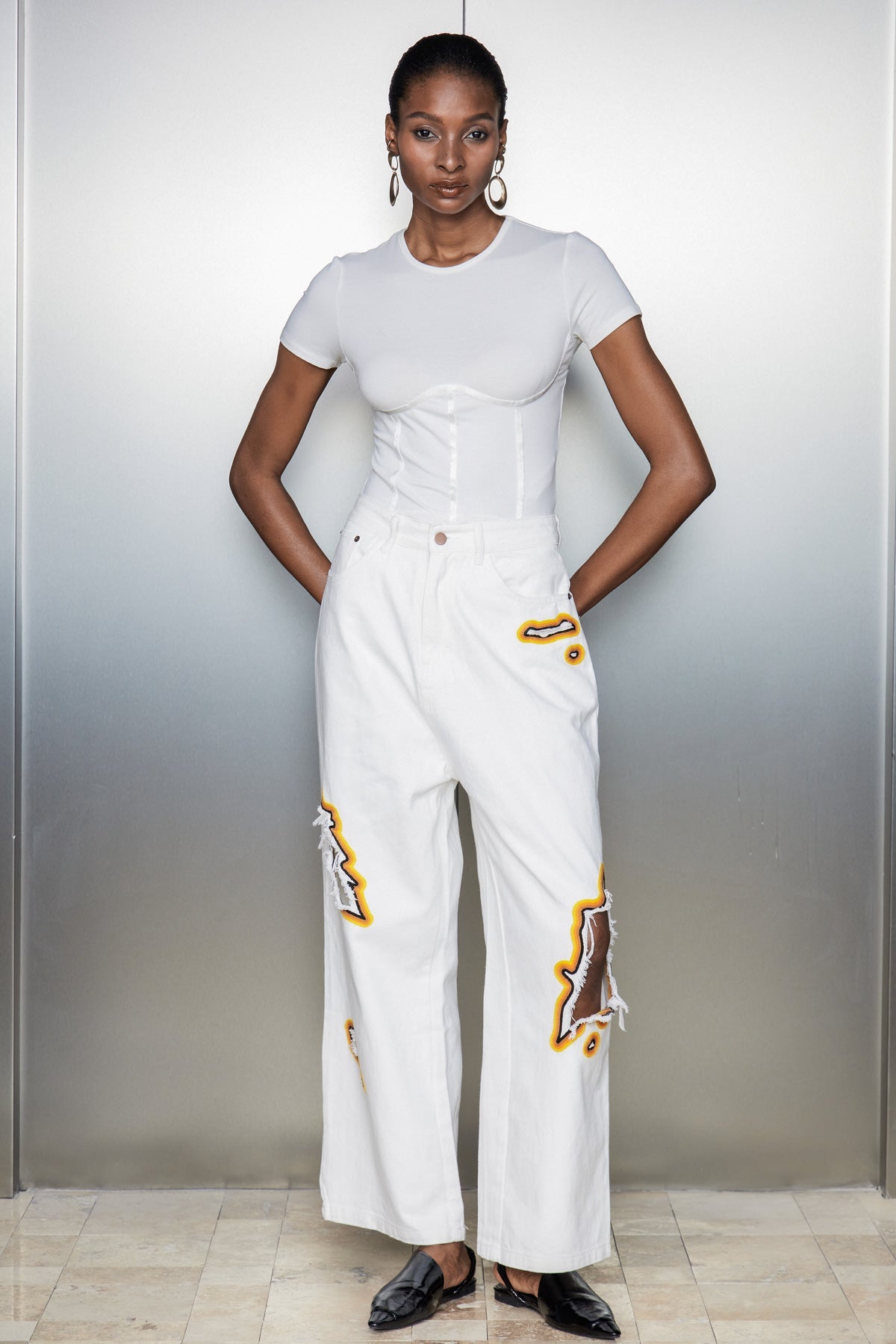 Shop red dress - Perfect for special occasions | Billie Cutout Embroidered Jeans In White