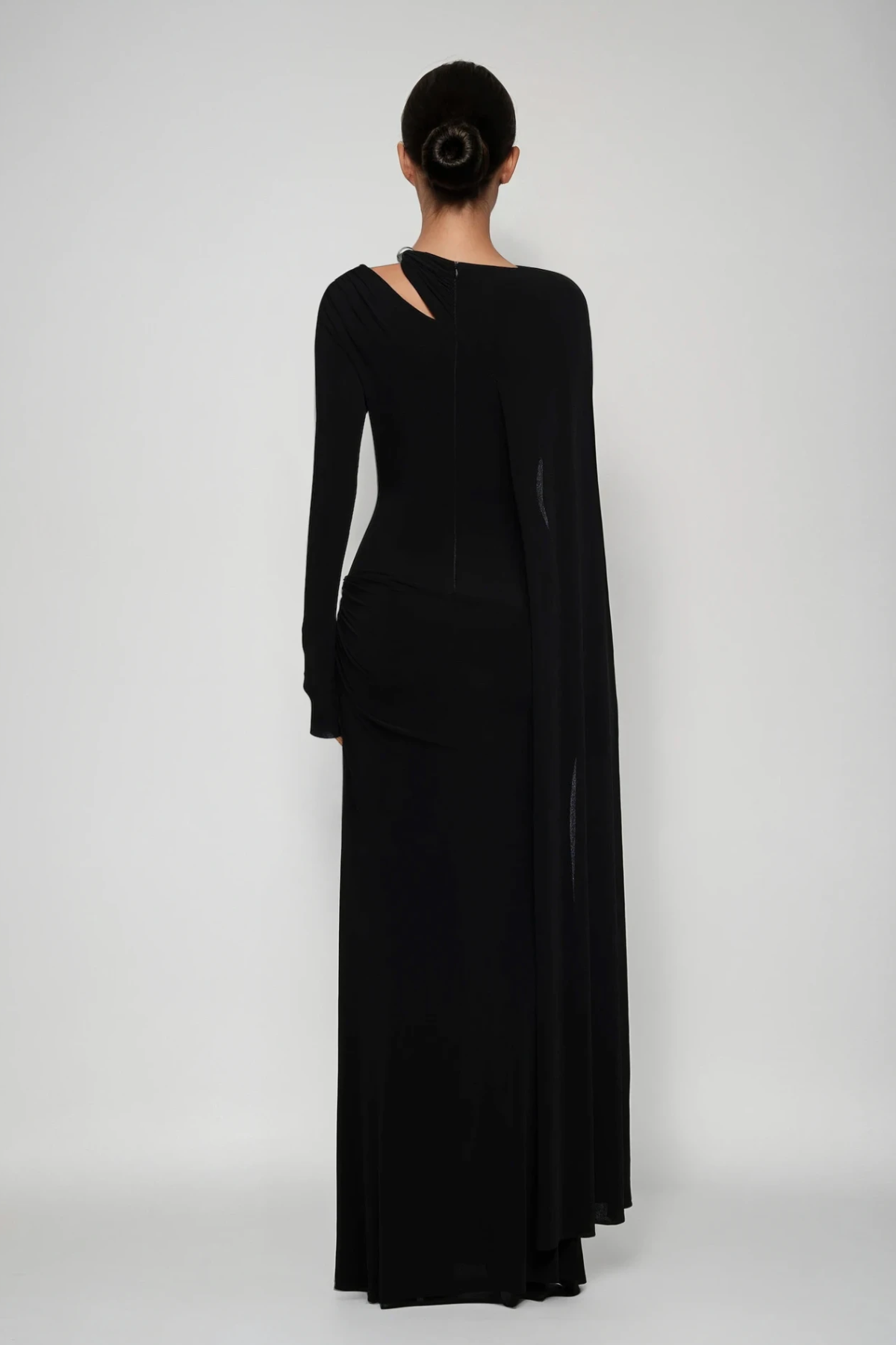Stylish black dress | Brandt Cutout Shawl Maxi Dress In Black - Ideal for special occasions