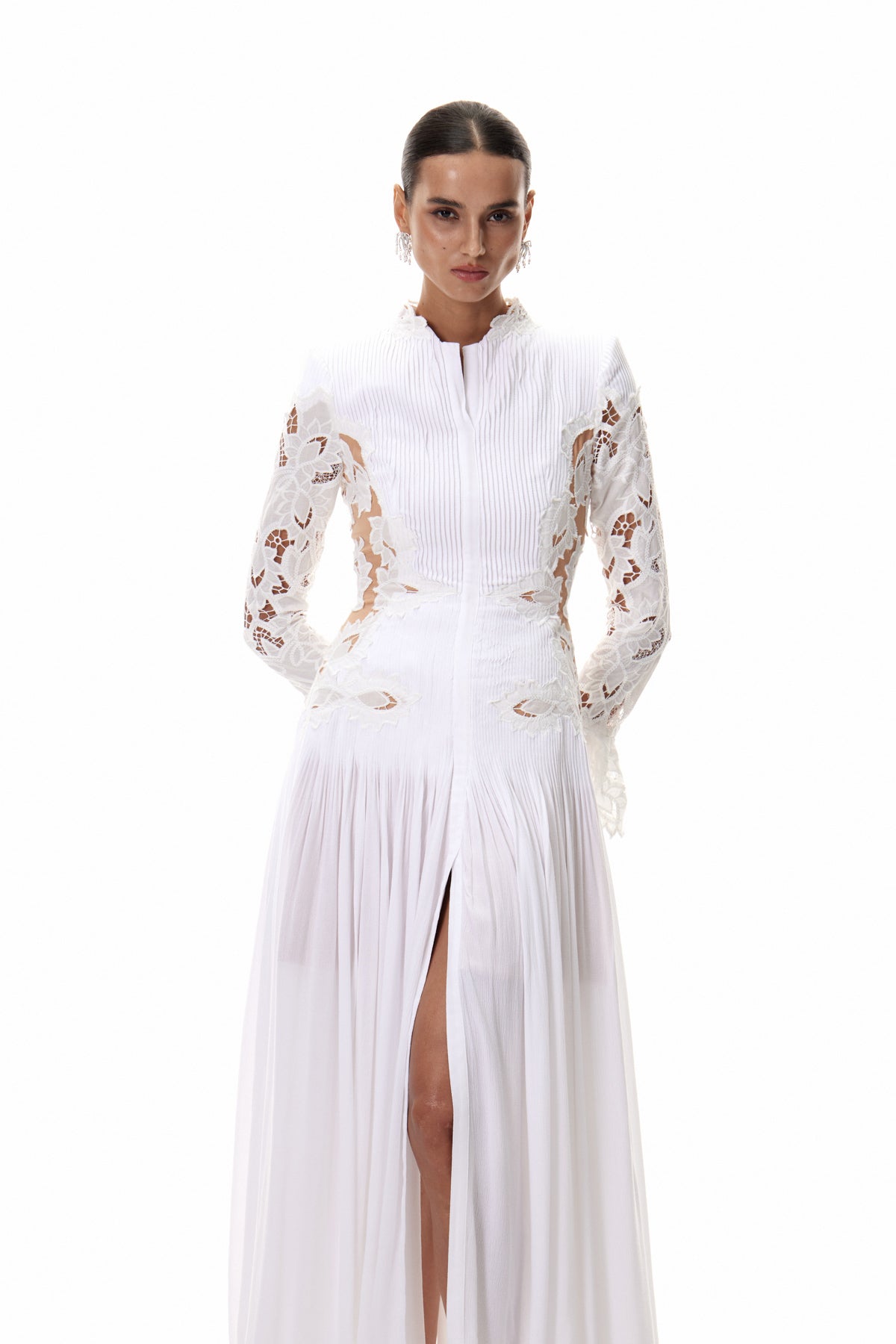 Stylish red dress | Caesarius Embroidered Ruch Lace Maxi Dress - Ideal for special occasions