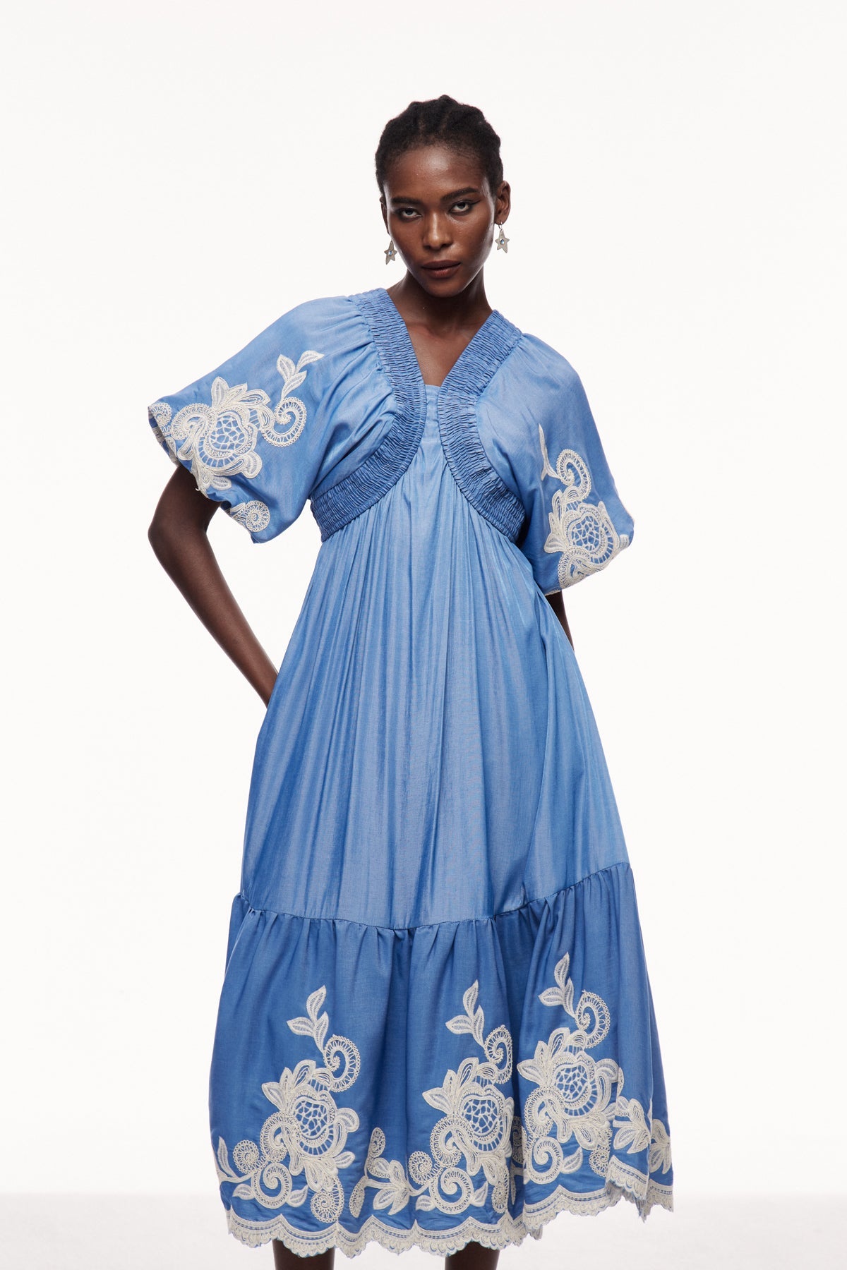 Cemre Embroidered Plunge Maxi Dress - Stylish red dress for special occasions | Buy Online