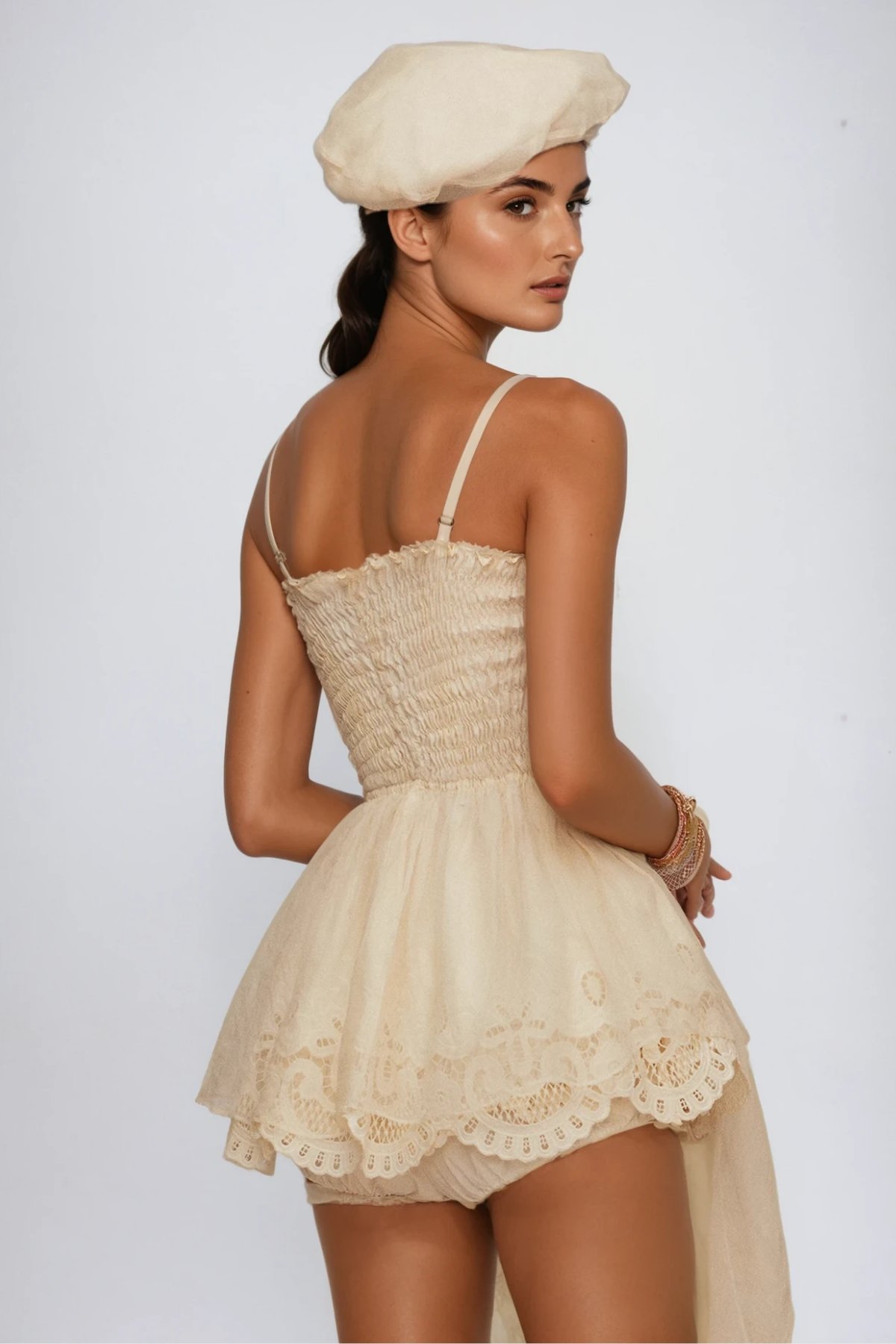 Stylish red dress | Cevdet Embroidered Ruch Mesh Mini Dress - Ideal for special occasions