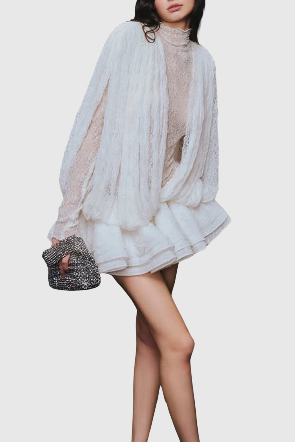 Shop beautiful dress - Perfect for special occasions | Chaylee Semi-sheer Lace Ruffle Mini Dress
