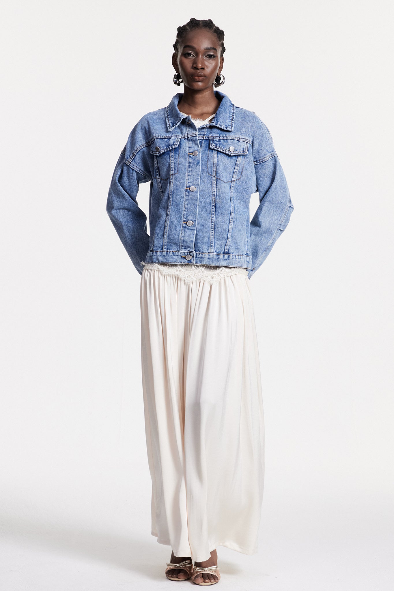 Shop beautiful dress - Perfect for special occasions | Chouko Sequin Fringe Denim Jacket