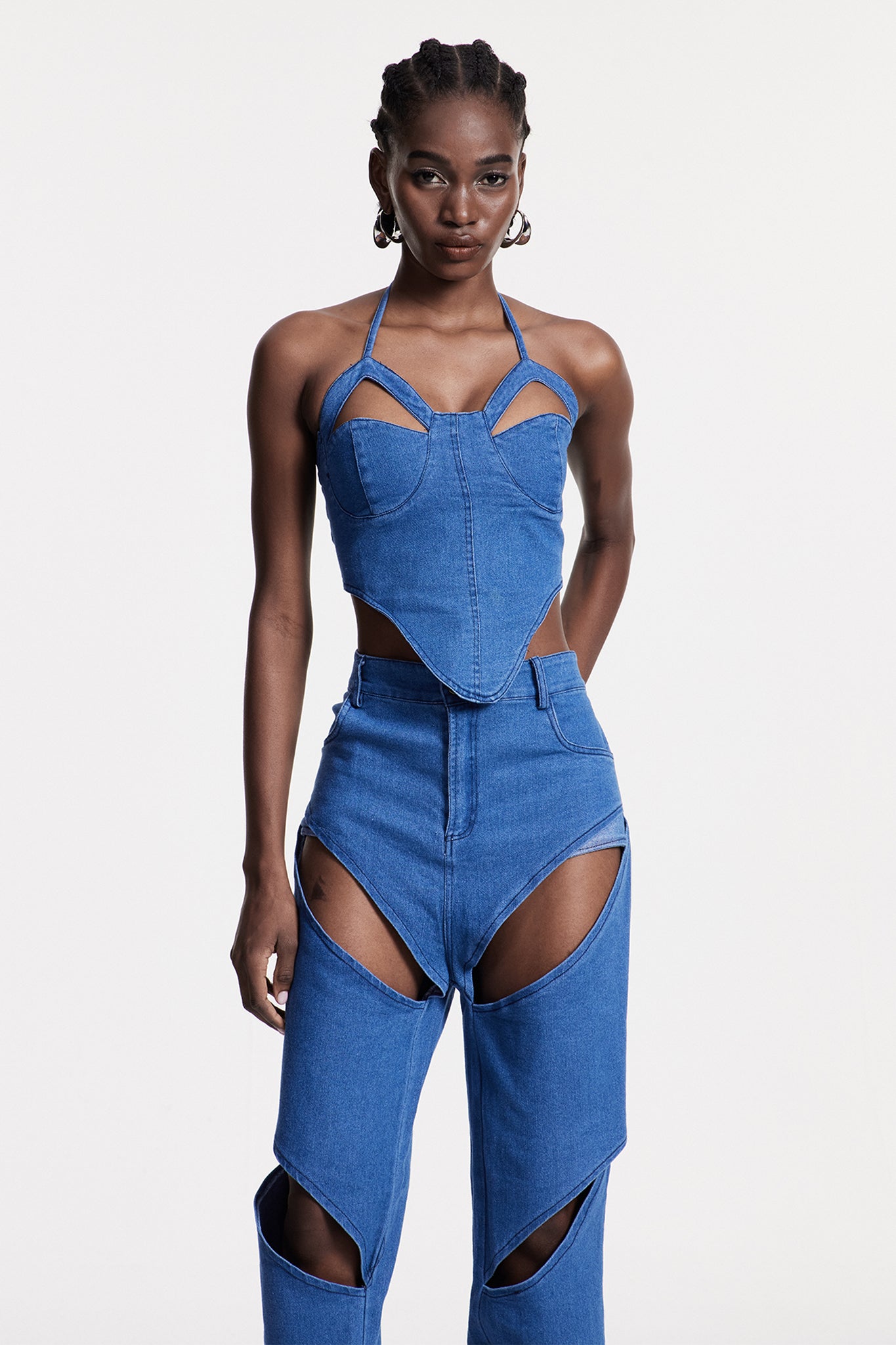 Shop beautiful dress - Perfect for special occasions | Chreste Cutout Corset Denim Pants Set