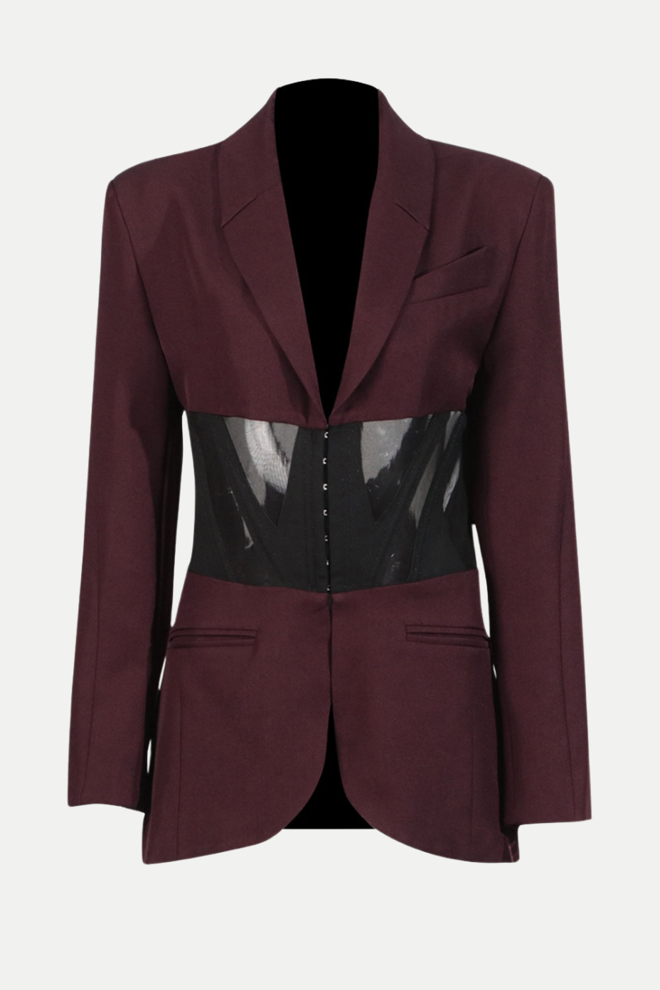 Kamryn Paneled Mesh Blazer - Wine - Stylish beautiful dress for special occasions | Buy Online