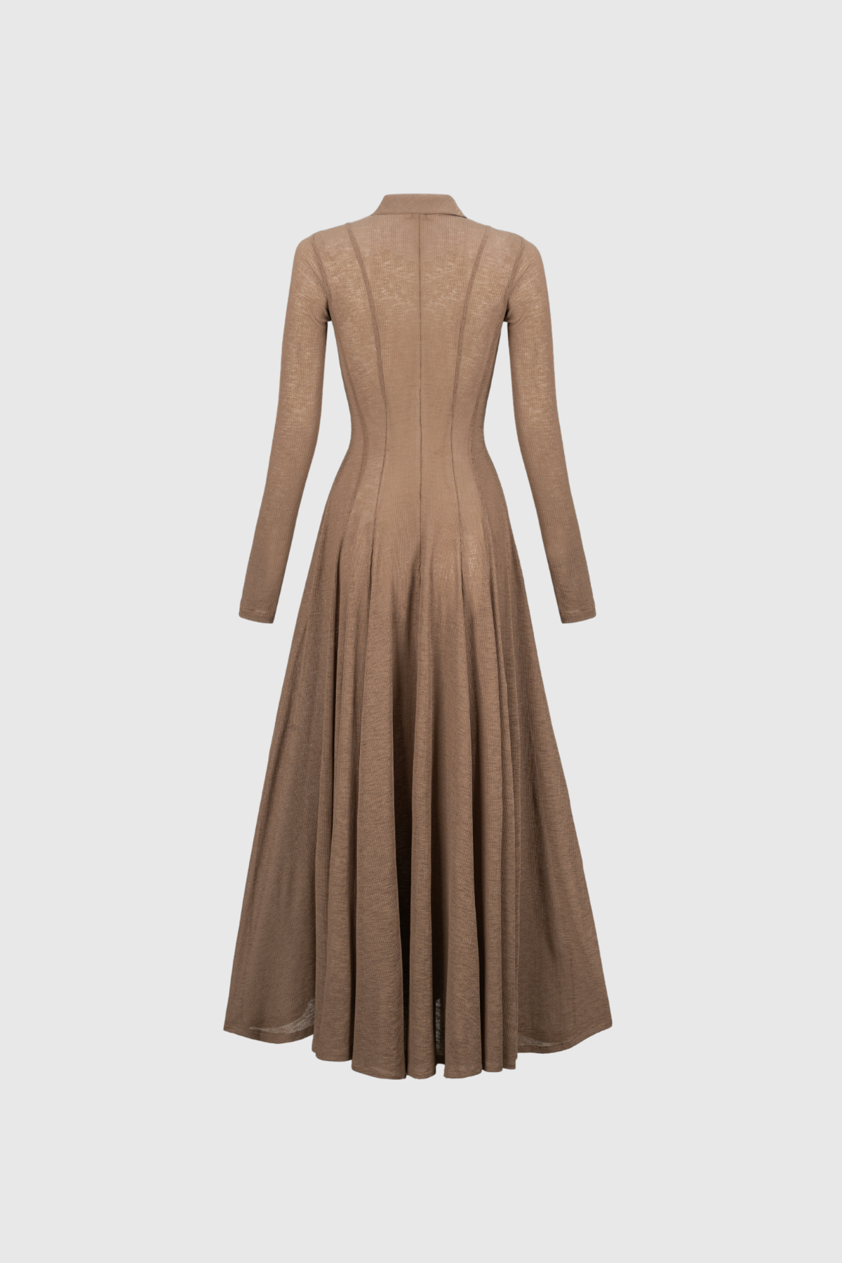 Stylish beautiful dress | Dany Long Sleeve Ruffle Knit Maxi Dress In Khaki - Ideal for special occasions