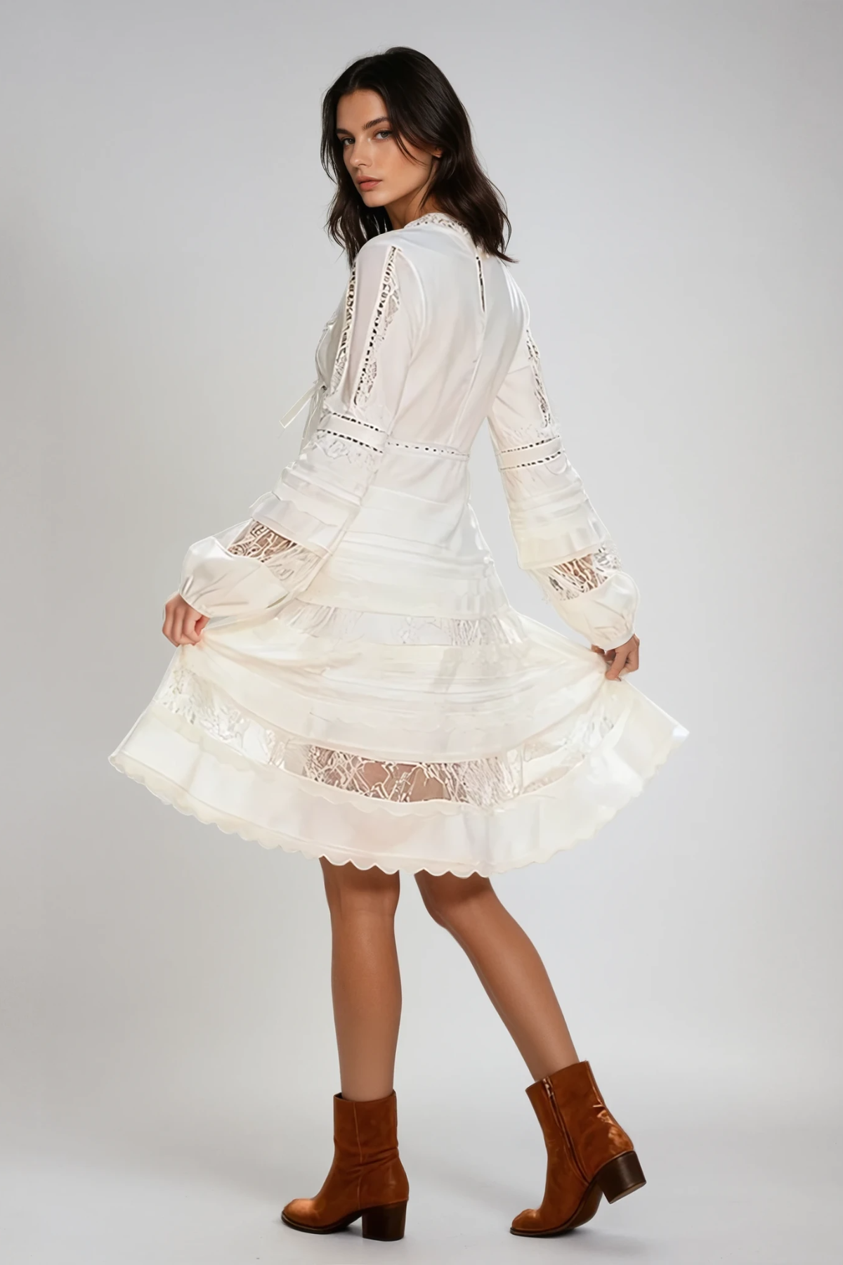 joanna V Neck Deconstruct Lace Mini Dress