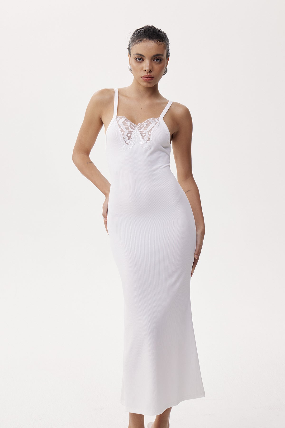 vicky Butterfly Embroidered Maxi Dress