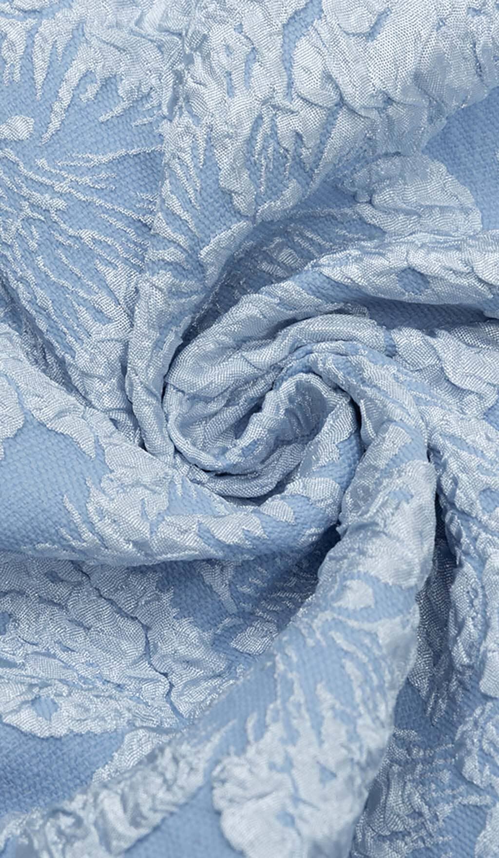 maureen SKY blue Jacquard PUFF SLEEVE MIDI DRESS