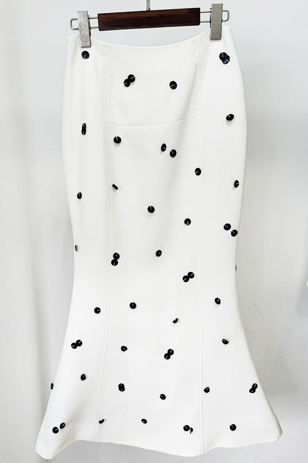 Shop white dress - Perfect for special occasions | Gana Sequin Dot Trumpet Blazer - White