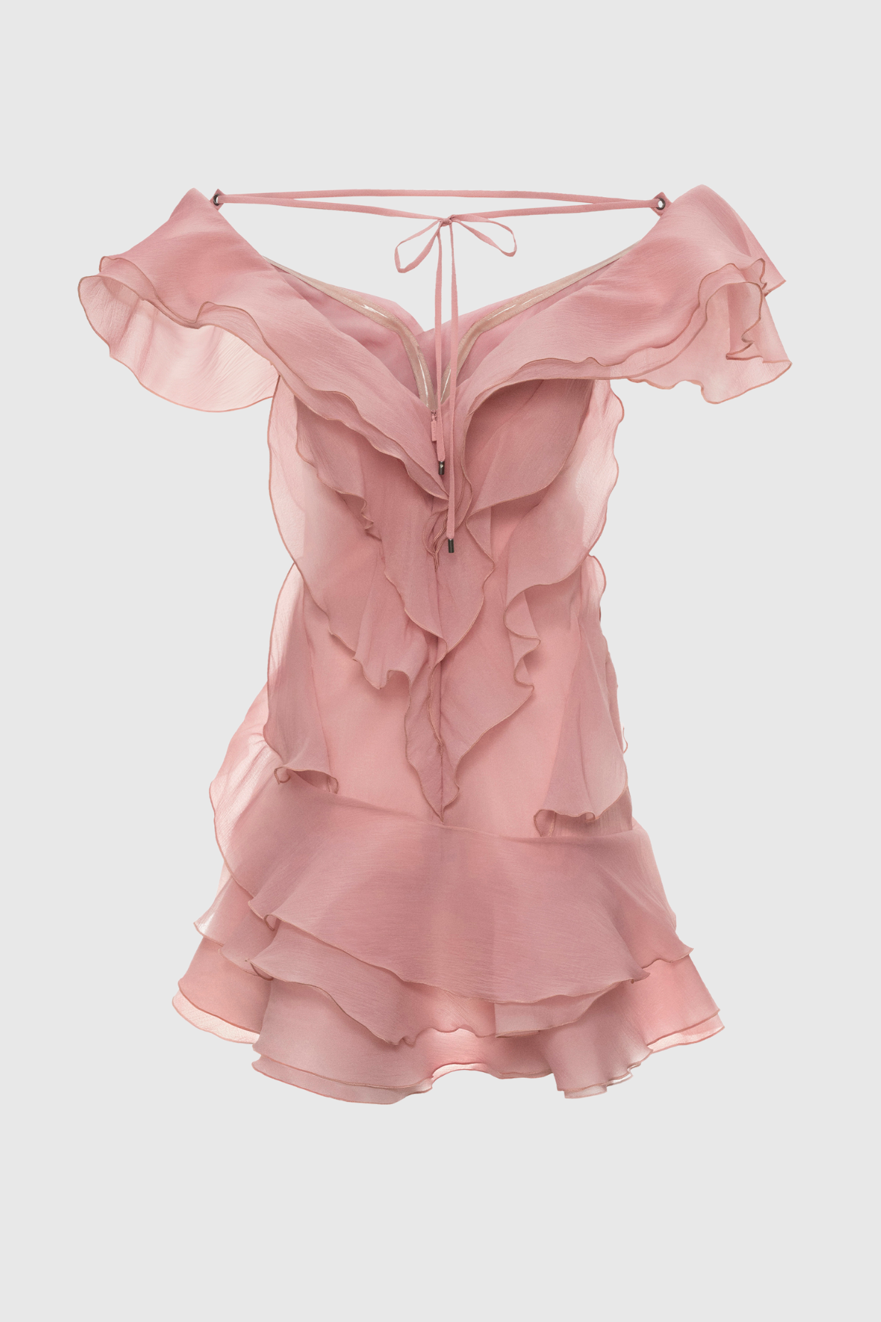 Kellan Off Shoulder Ruffle Mini Dress - Pink - Stylish pink dress for special occasions | Buy Online