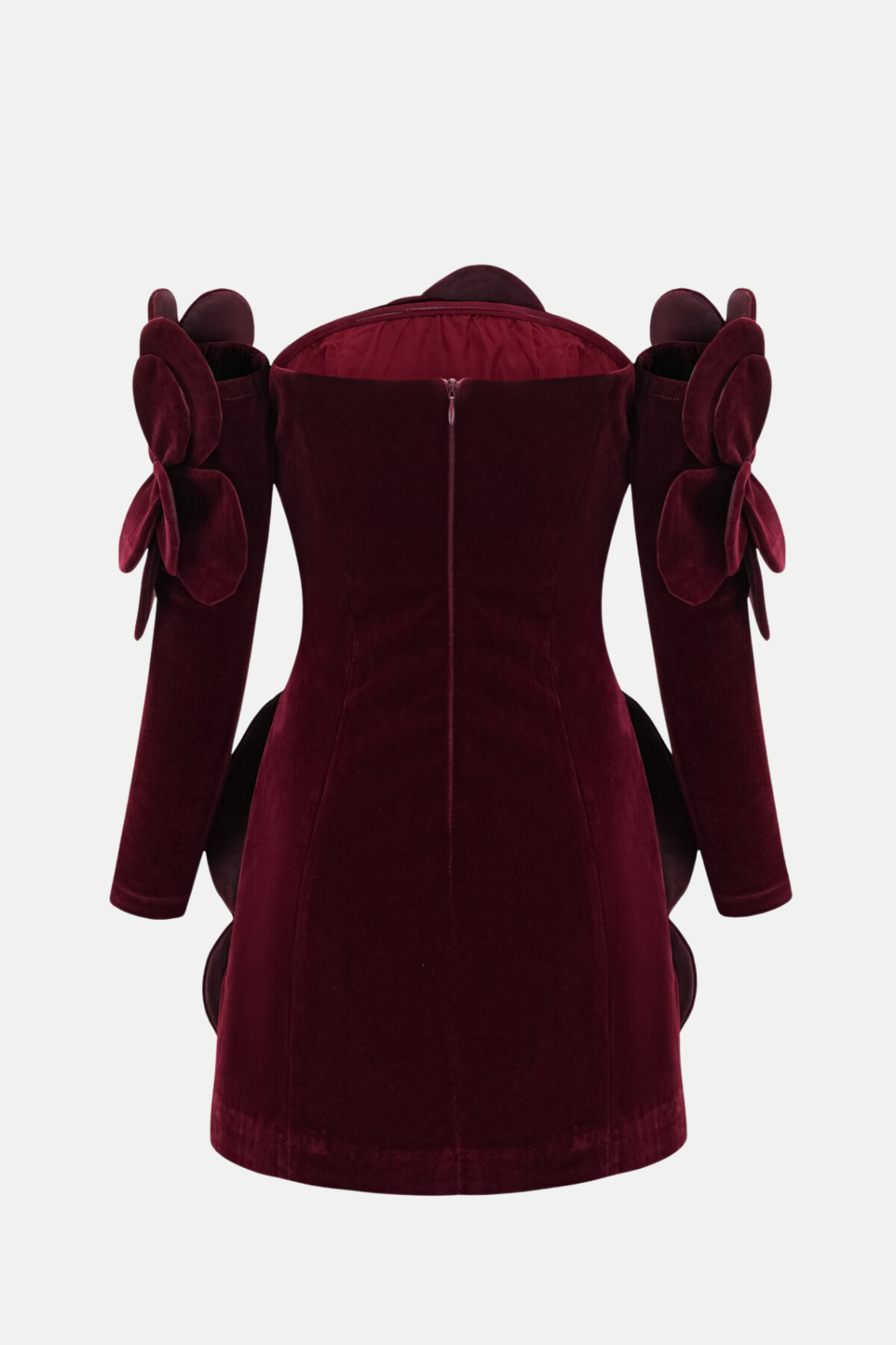 Shop red dress - Perfect for special occasions | Kerio Floral Appliqué Velvet Mini Dress - Red
