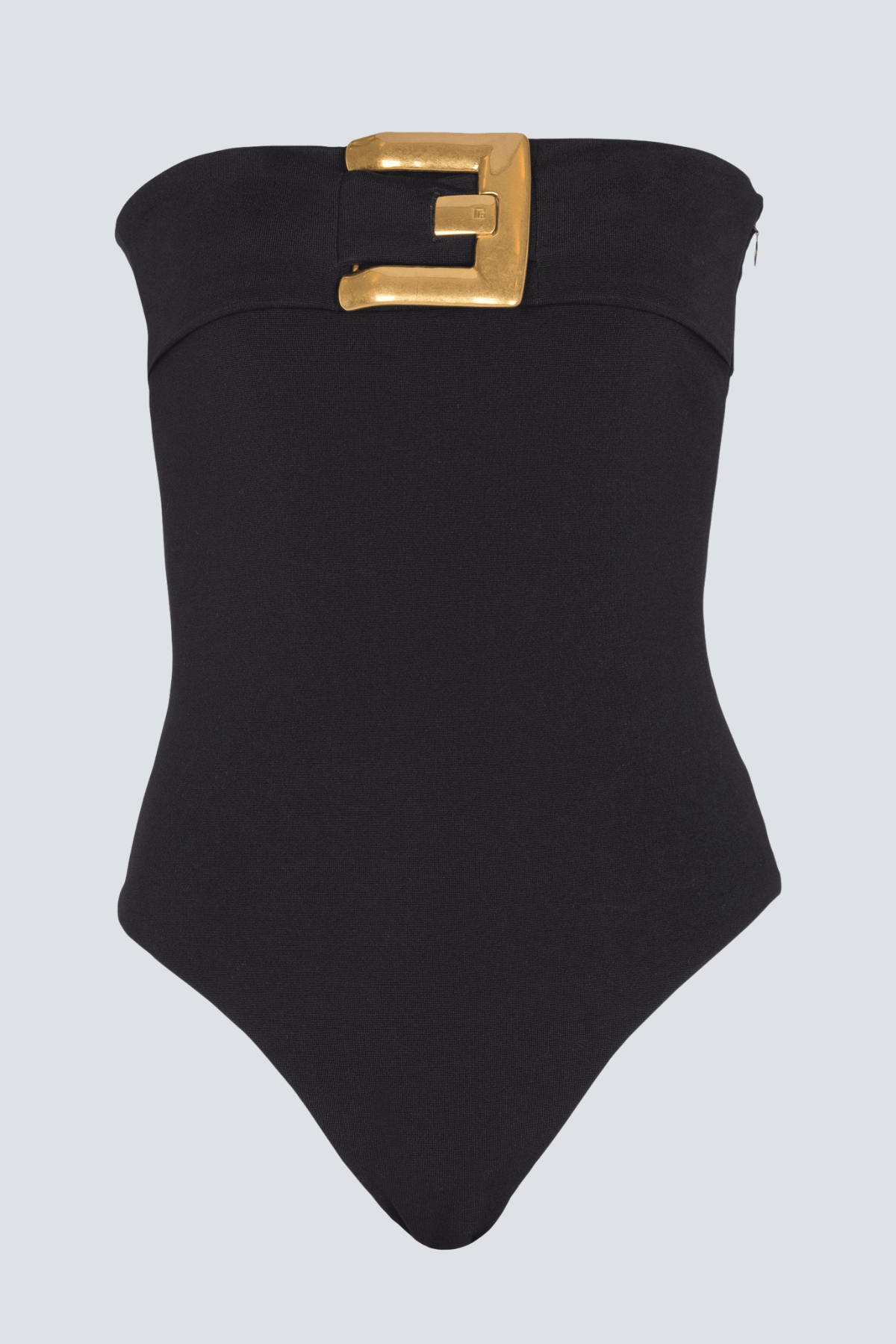 jamie Strapless Belted Bodysuit in Black