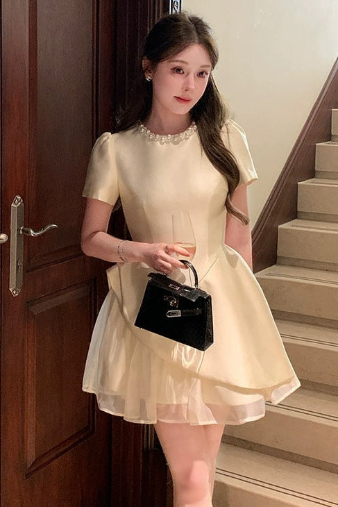 aaliyah Pearl-Trim Satin Mini Dress - Ivory