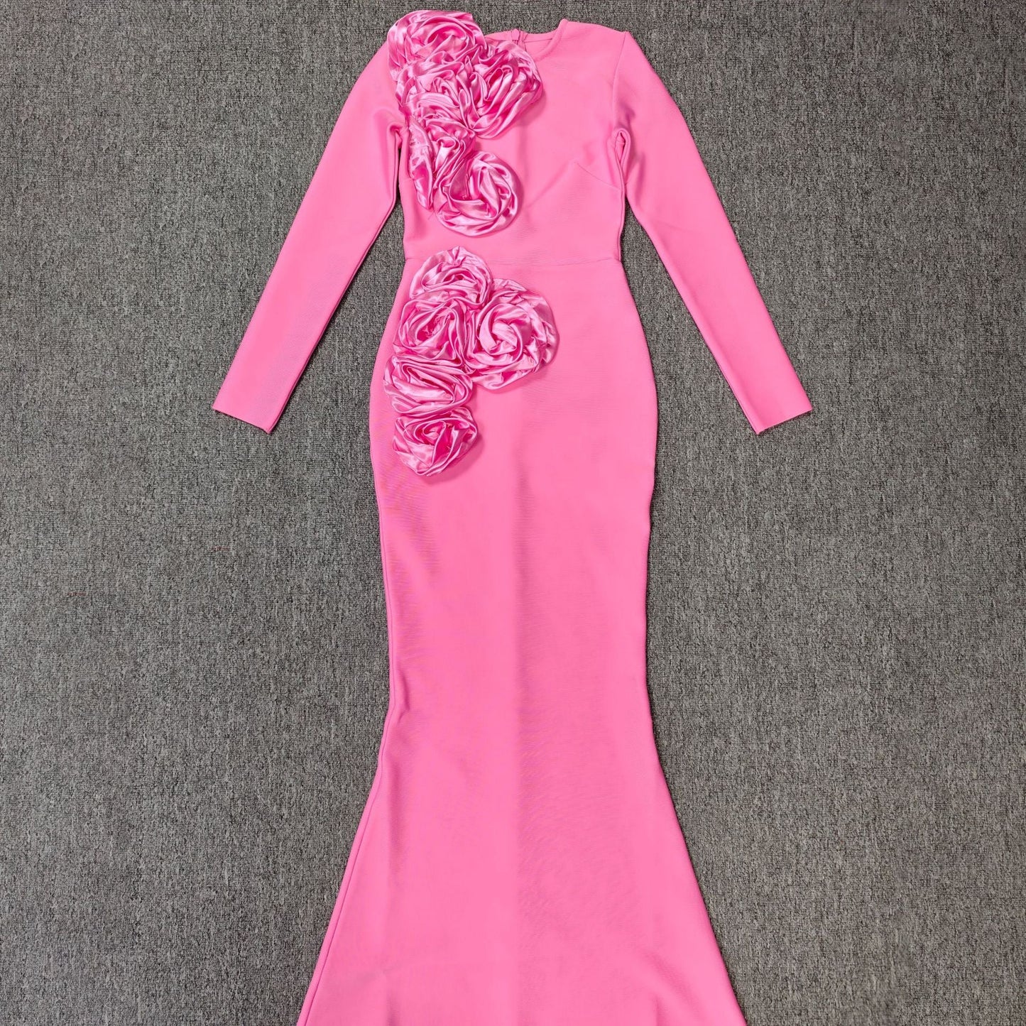 Riley 3D Flower Decorative Bandage maxi Dress in pink