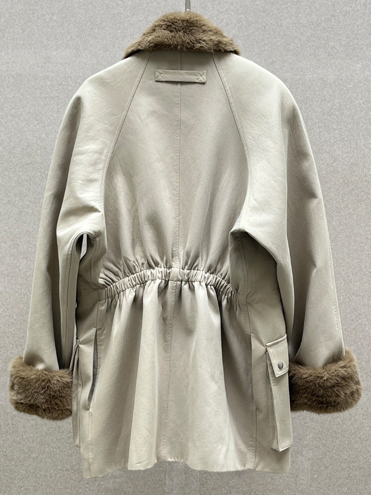 nelly Khaki Balmoral Jacket With Faux Fur Trim