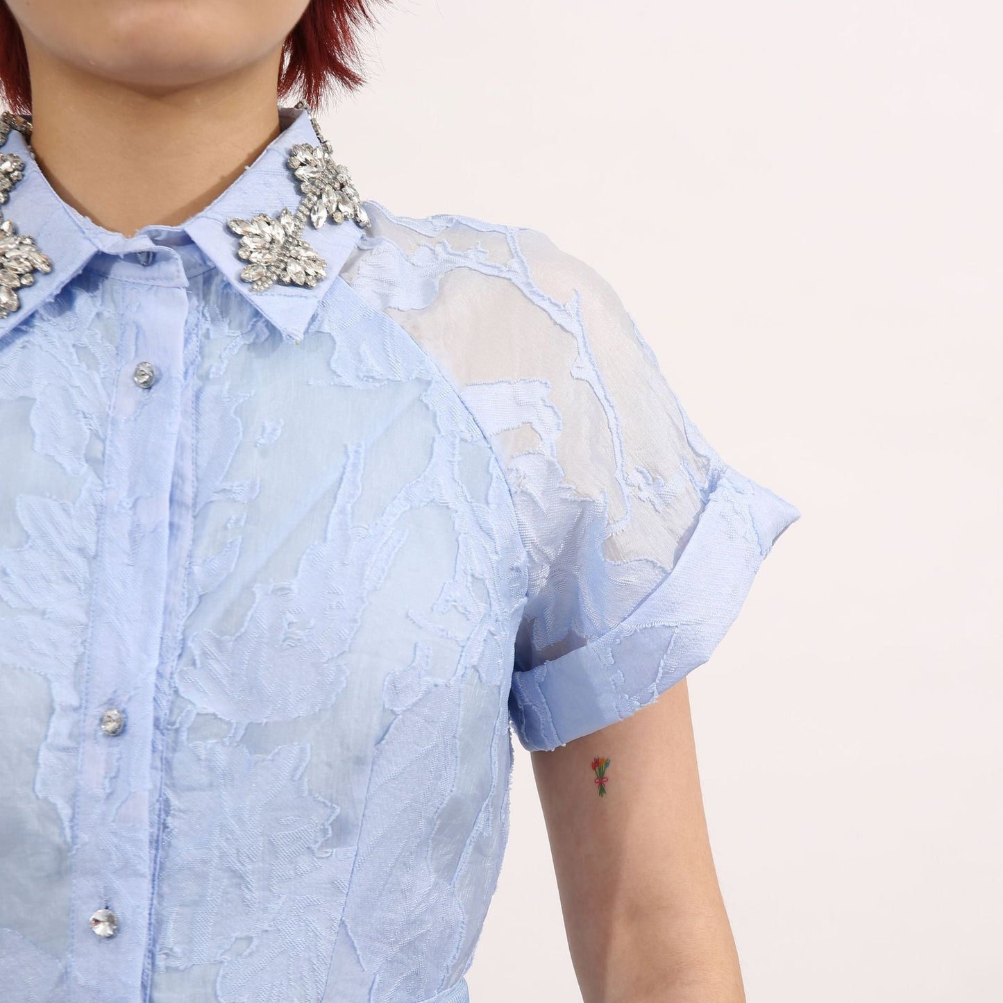 daisy Crystal embellished Midi Dress in blue - Stylish blue dress for special occasions | Buy Online