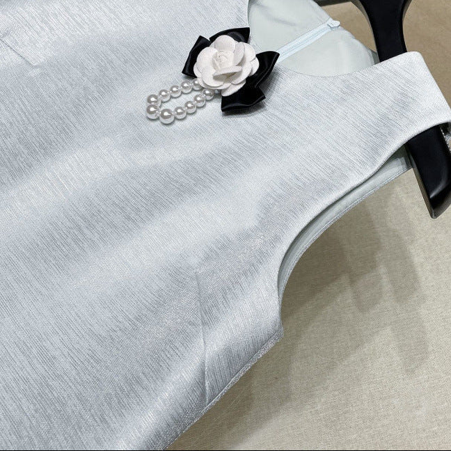 darlene Flowers Sleeve less Top Skirt Two-Piece Set in mint