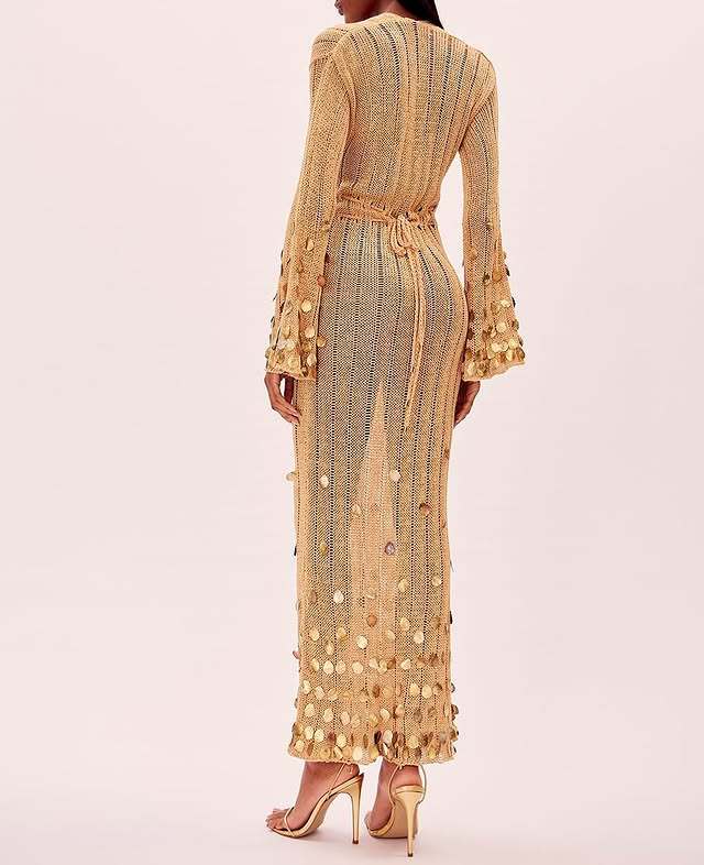 jessica Golden Aura v-neck Knitted maxi Dress