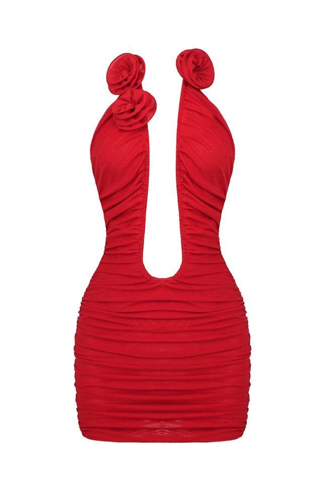 Stylish beautiful dress | Sarah Ruched Plunge Flower Strapless Mini Dress - Ideal for special occasions