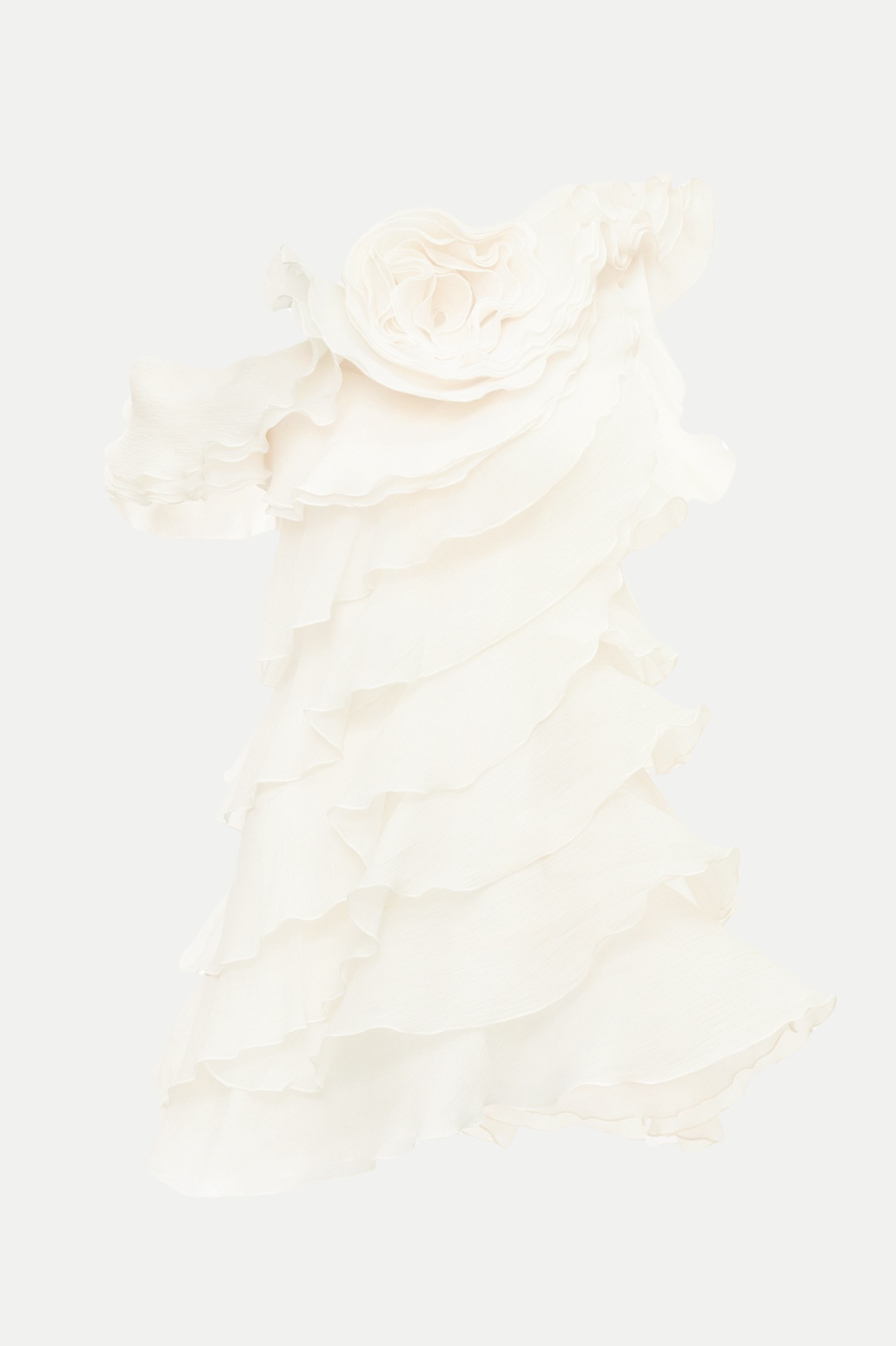 Shelyn Flower One Shoulder Ruffle Mini Dress - Beige - Stylish beige dress for special occasions | Buy Online