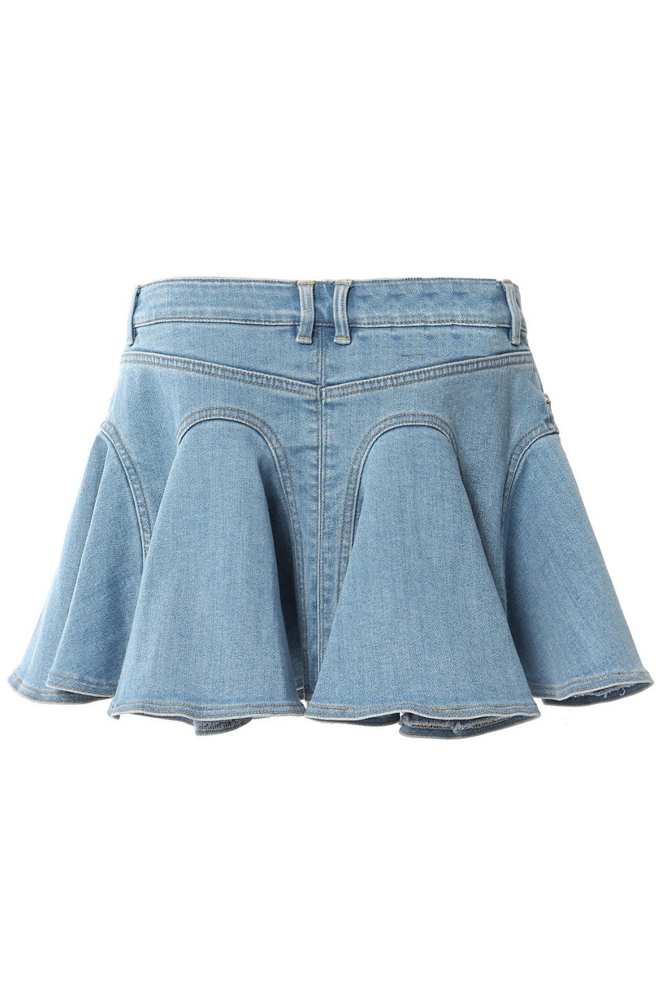 Stylish beautiful mini | Vera Ruffle Denim Mini Skirt - Ideal for special occasions