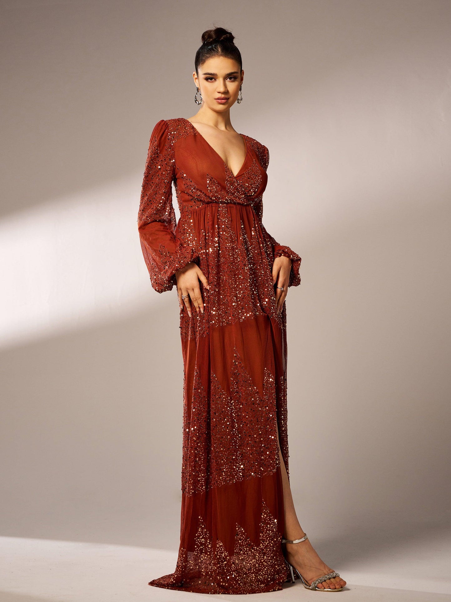 Shop beautiful dress - Perfect for special occasions | Sexy V-neck Slit Sequin Prom Dress