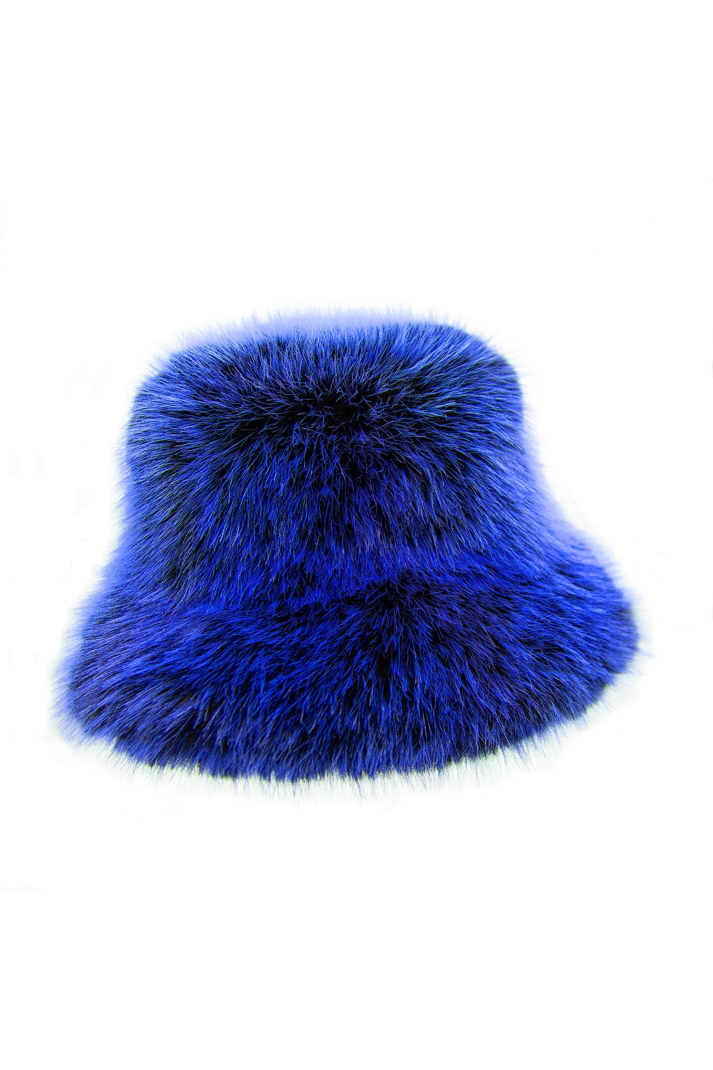 Blue black two tone faux fur bucket hat