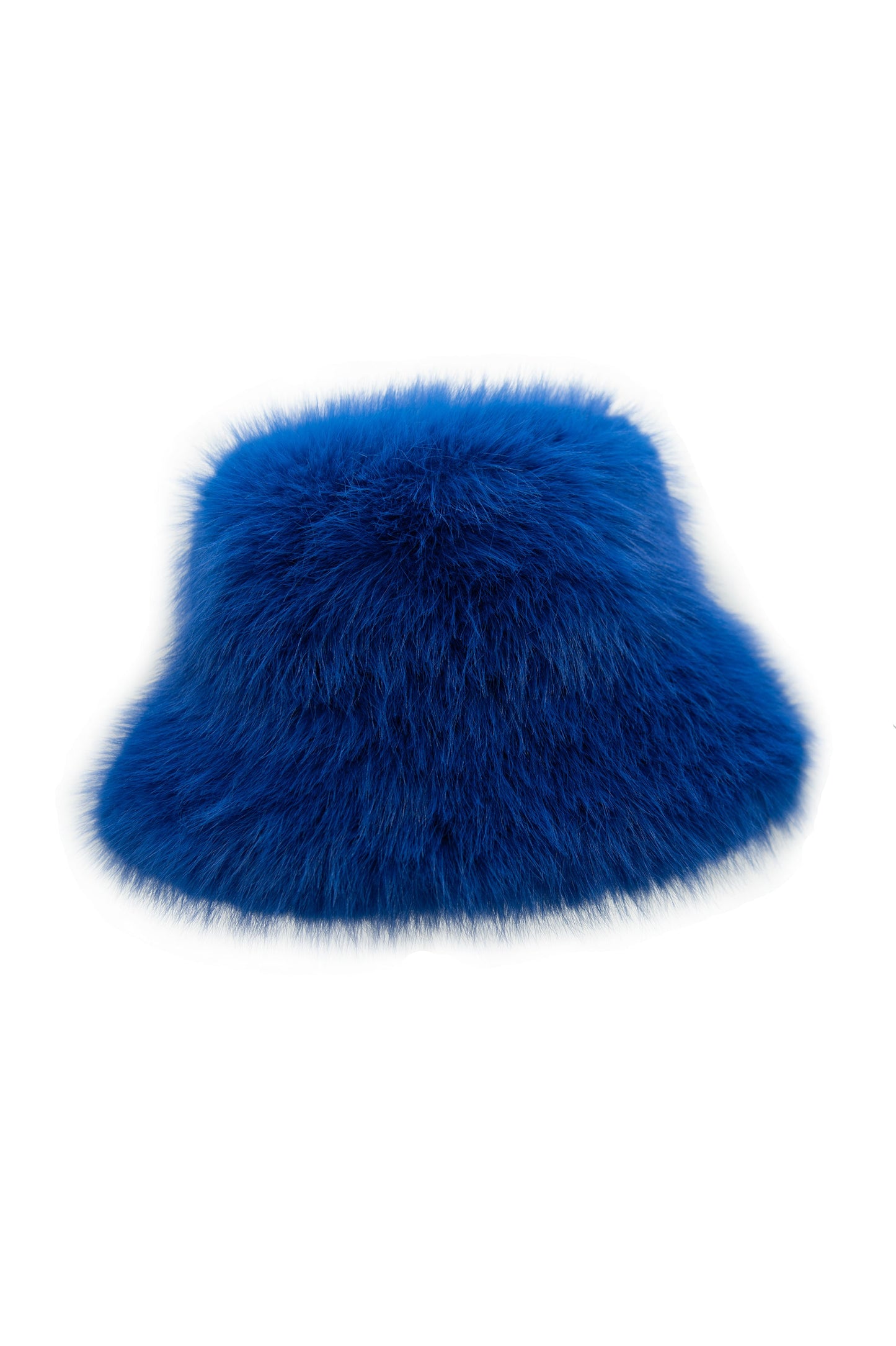 Faux fur bucket hat in blue color