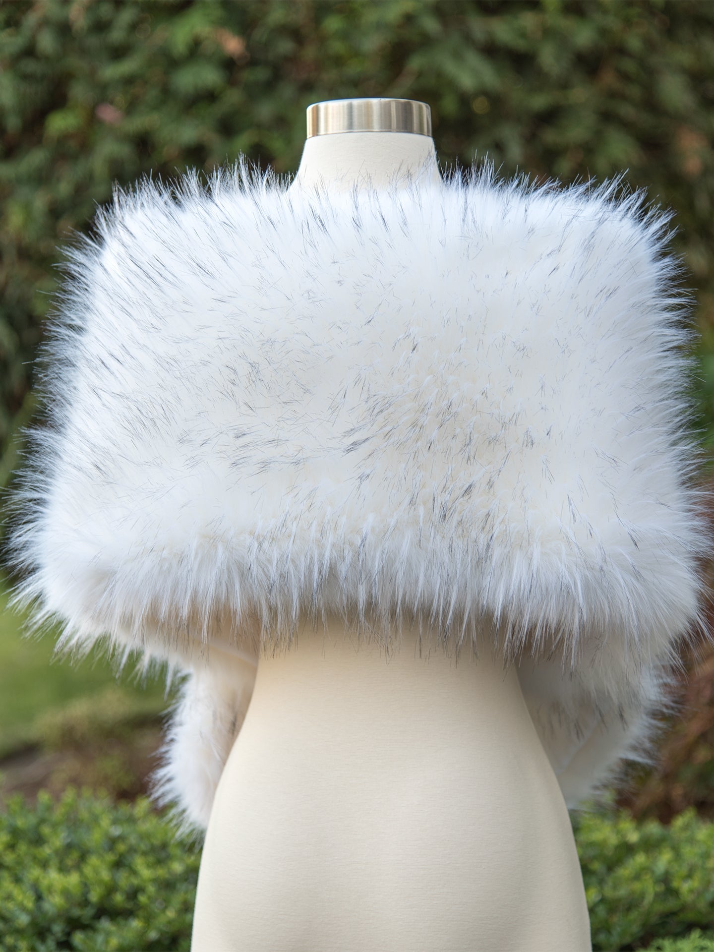 White faux fur wrap with black tips