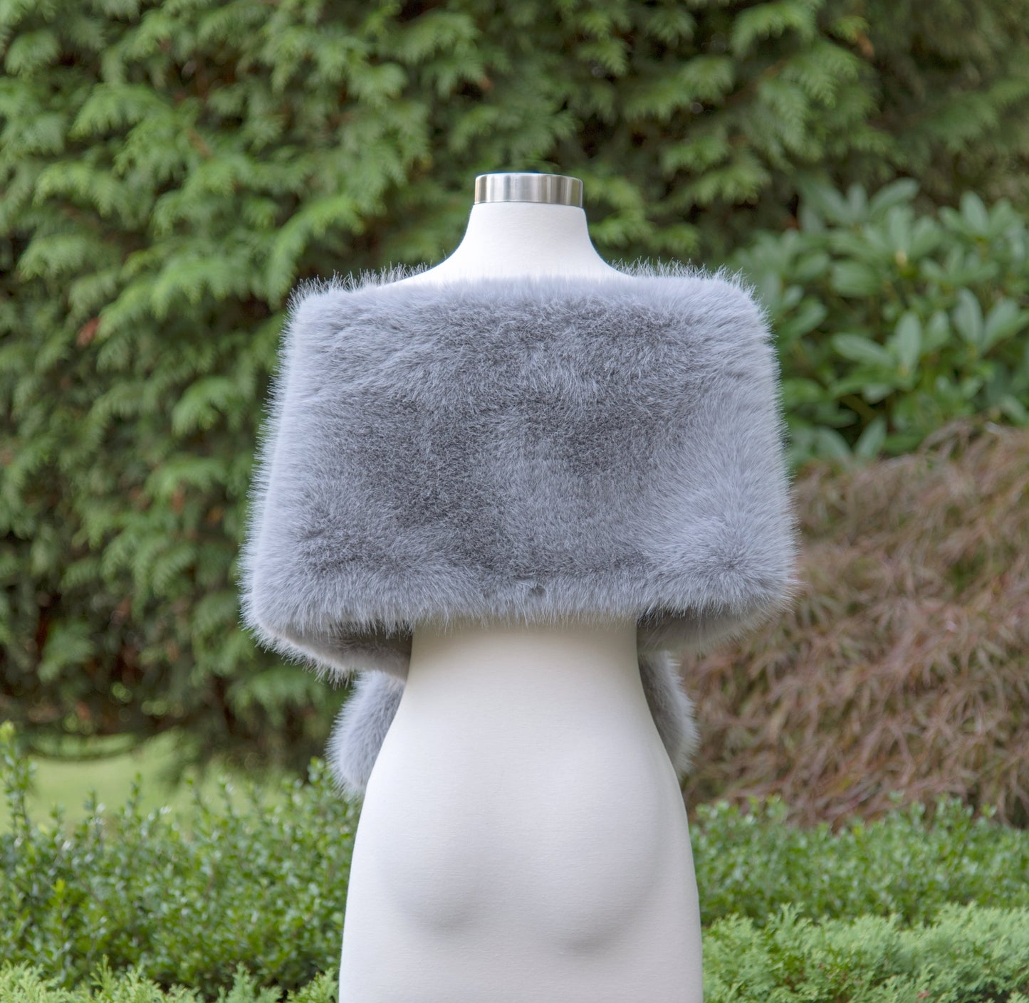 Gray faux fur wrap bridal shawl wedding cape