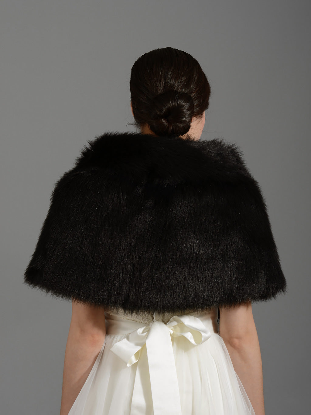 Black faux fur wrap bridal shrug shawl