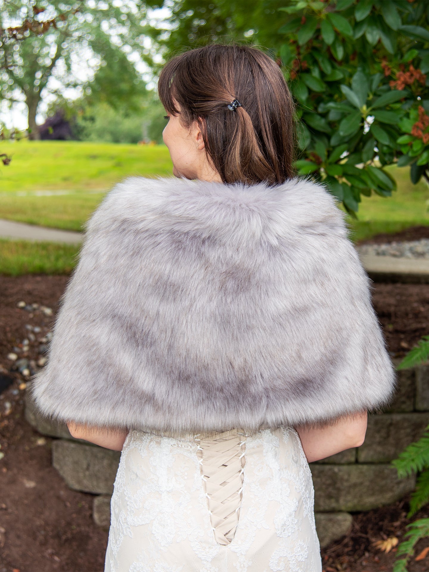 Gray faux fur wrap with darker tips